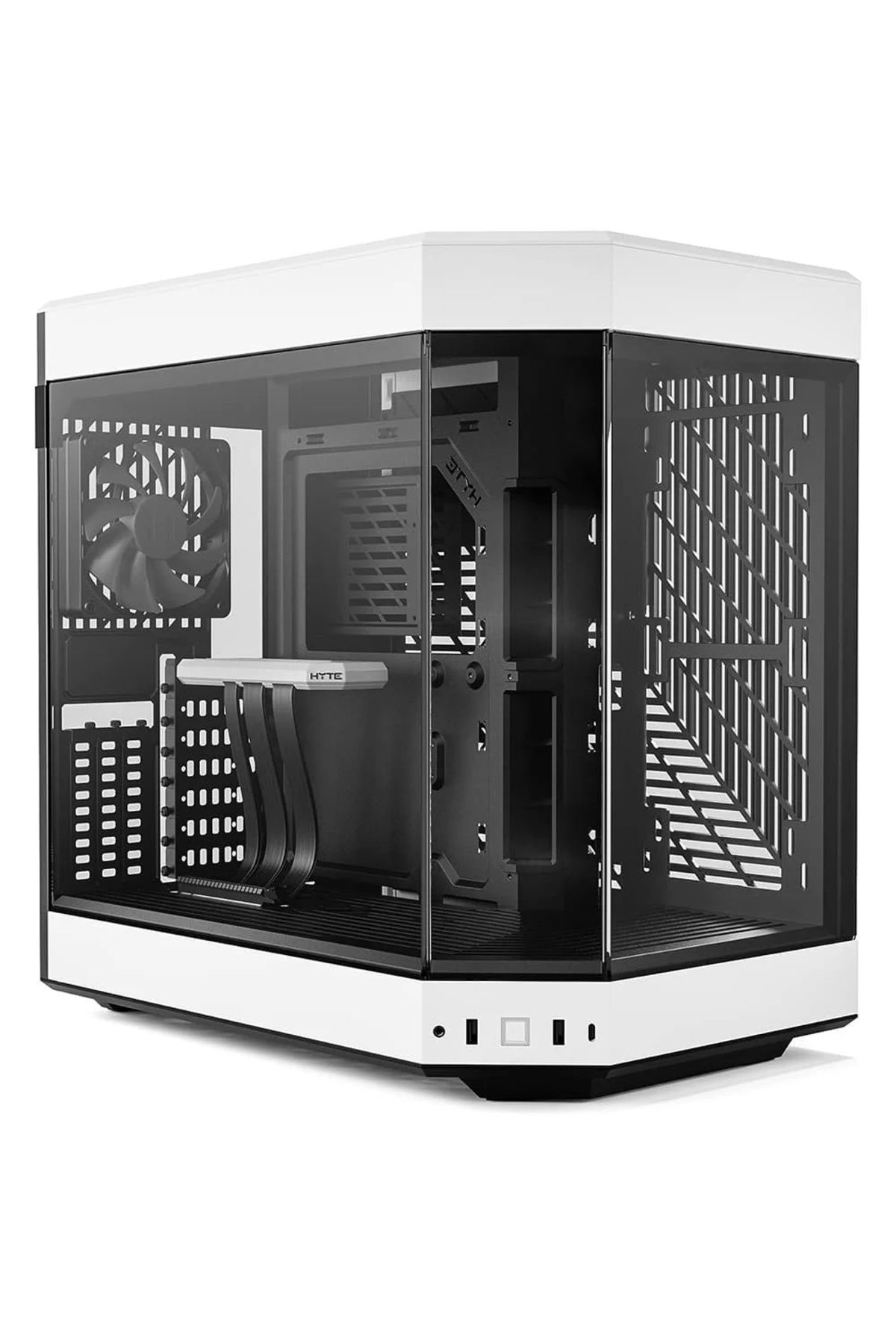 Y60 Siyah-Beyaz Temperli Cam USB 3.2 E-ATX Premium Mid Tower Gaming Kasa (CS-HYTE-Y60-BW)
