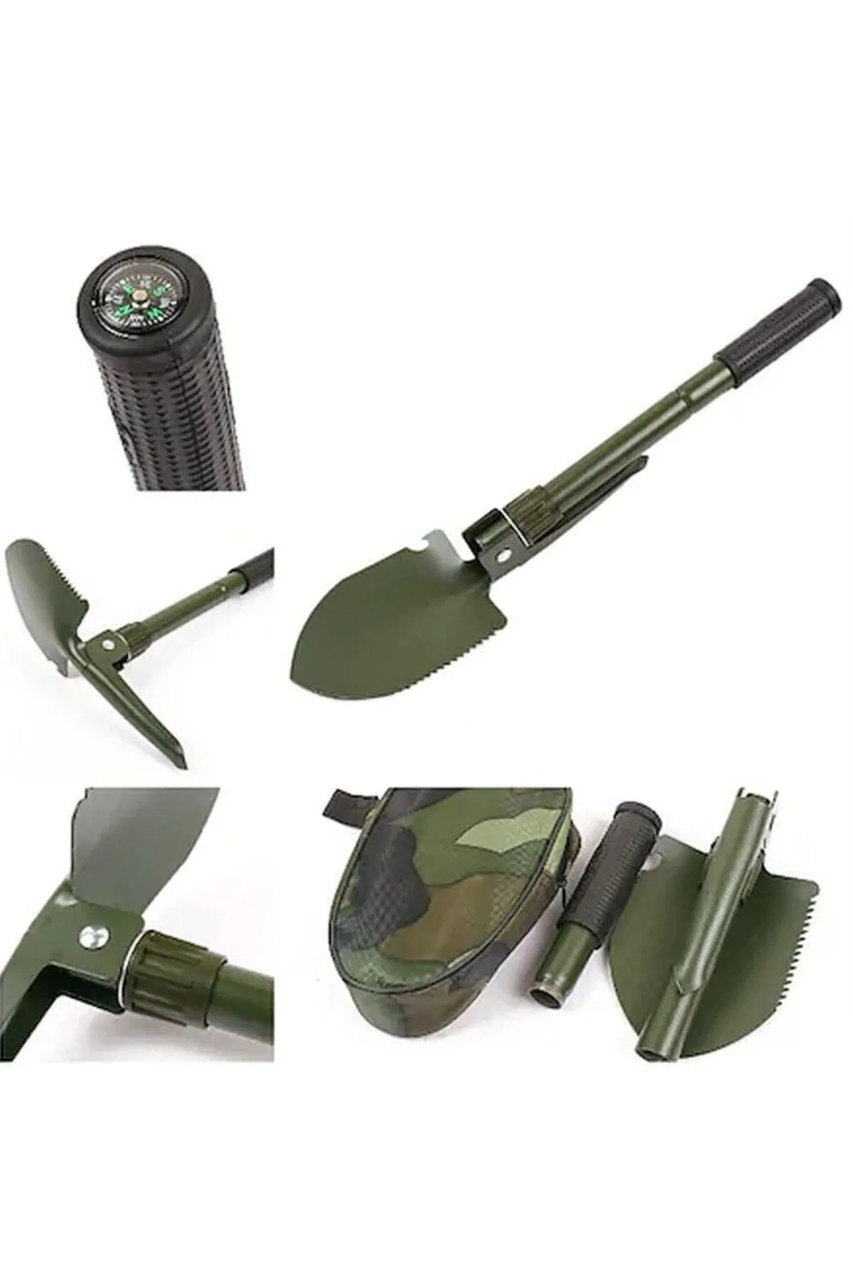 Çelik Katlanır  Fonksiyonel Kamp Kazma Kürek Ve Kesme Aleti Seti
