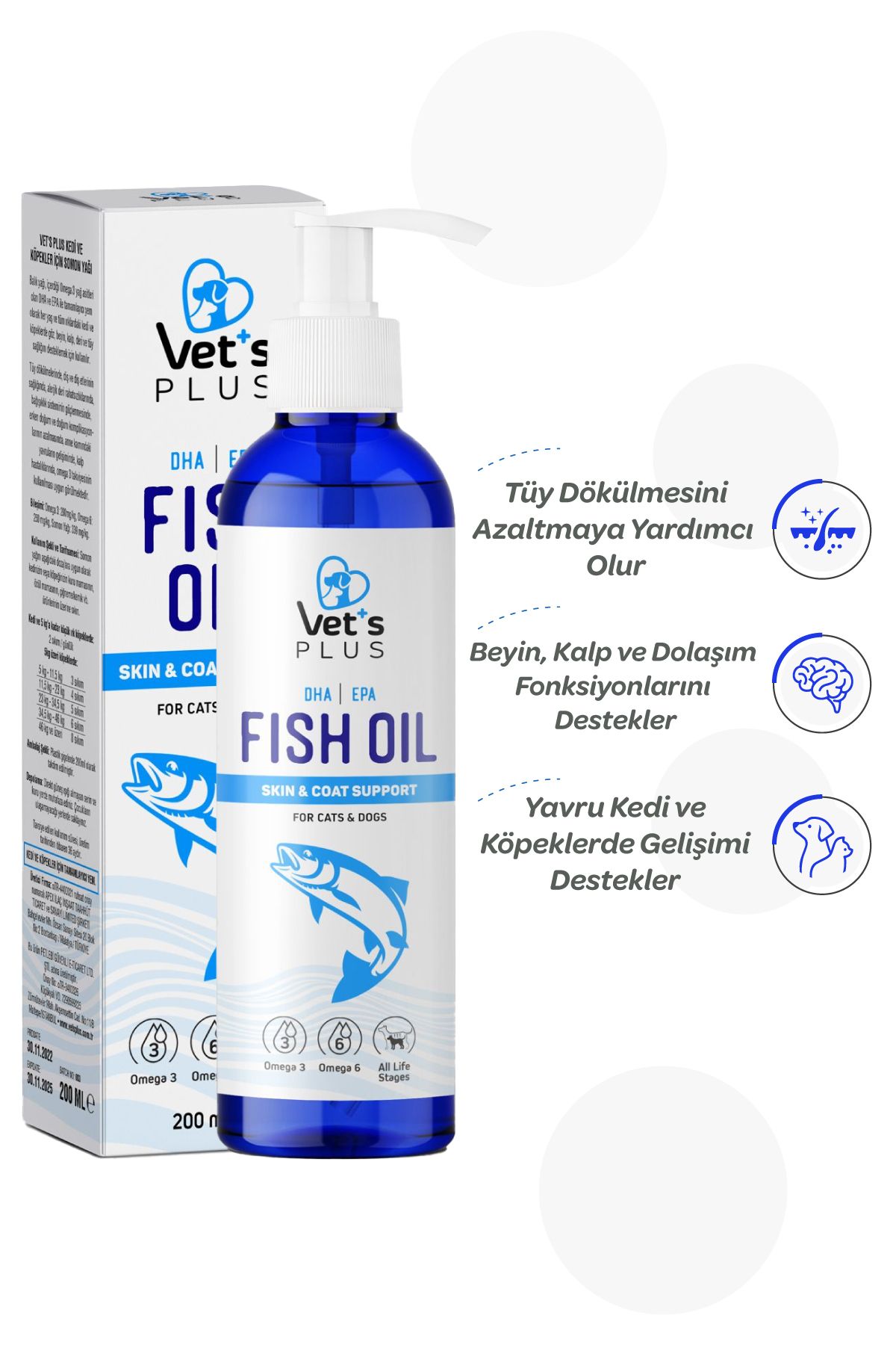 Kedi Ve Köpekler Için Balık Yağı 200ml (OMEGA 3 VE 6 ILE TÜY VE CİLT SAĞLIĞI DESTEKLEYİCİ)