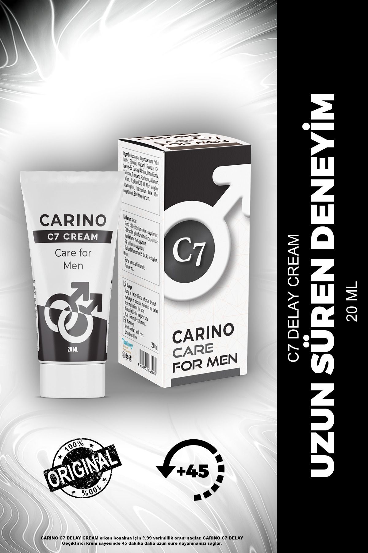 C7 Uzun Süren Deneyim Erkek Kremi 20ml - Etkili Formül - Long Time - Yüksek