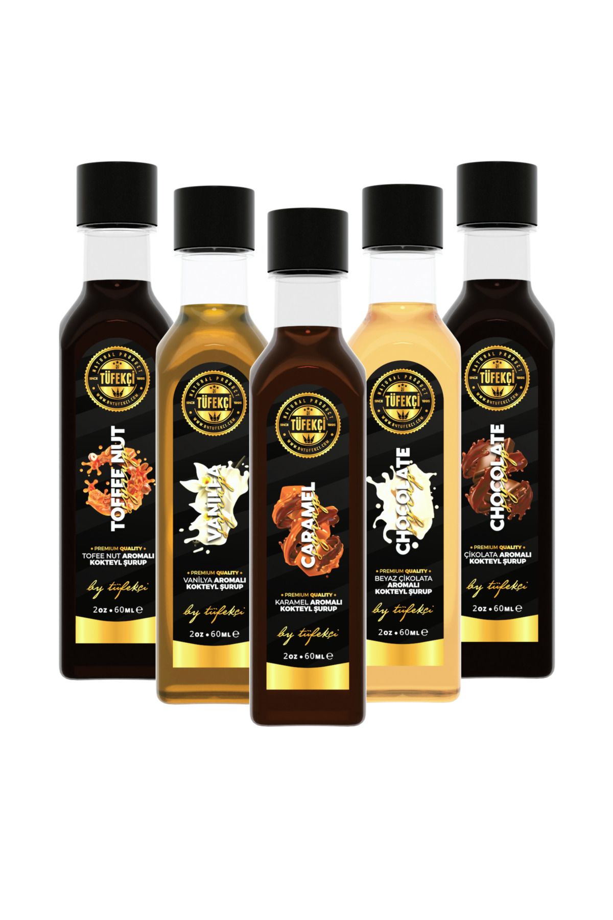 Kahve Şurubu 5’li Set (KARAMEL, ÇİKOLATA, VANİLYA, BEYAZ ÇİKOLATA, TOFFEE NUT) – 5x60ml