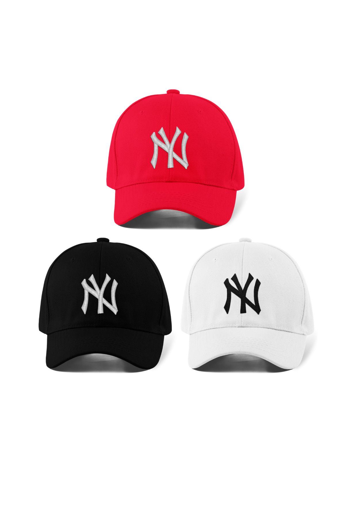 Unisex Ny 3'lü Kırmızı Set Şapka