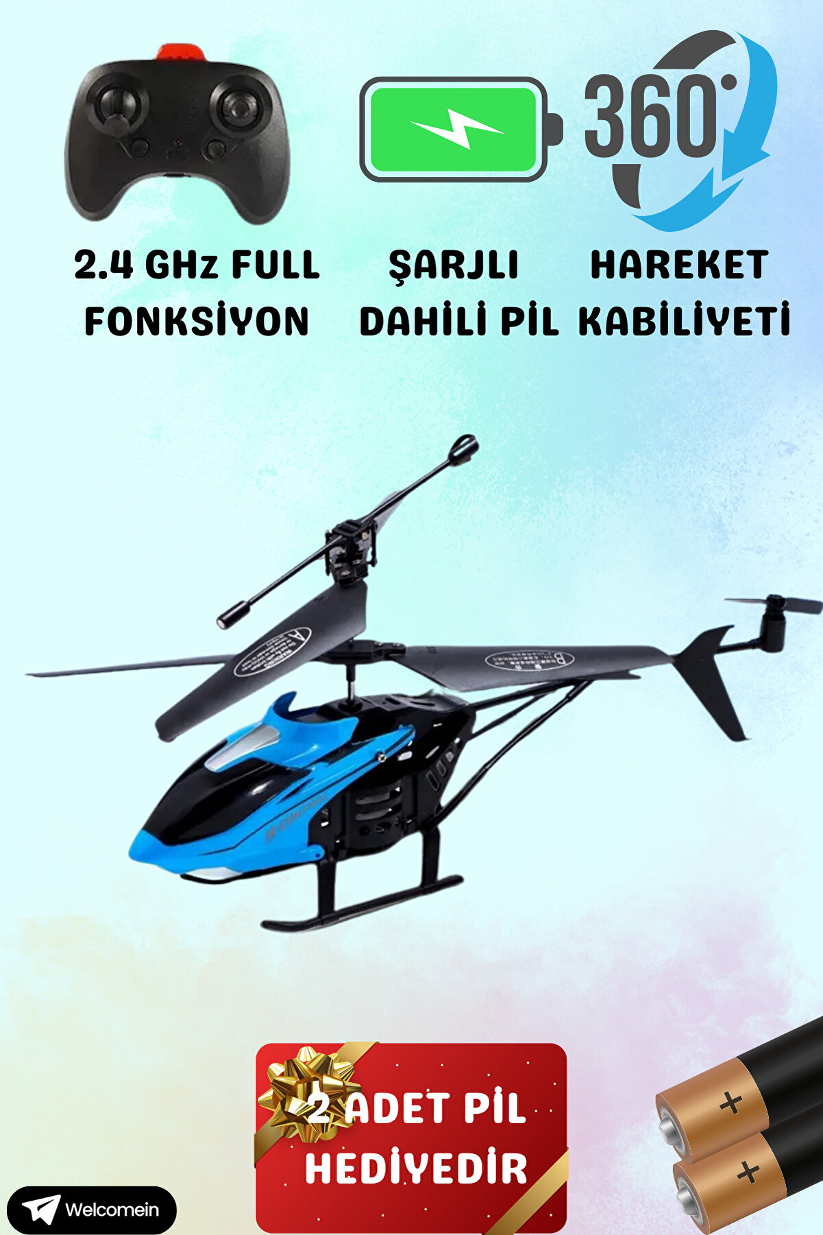 Uzaktan Kumandalı Kırılmaz Helikopter Şarjlı PİL HEDİYELİ ,Full Fonksiyon,360 Derece Hareket Eden,Rc