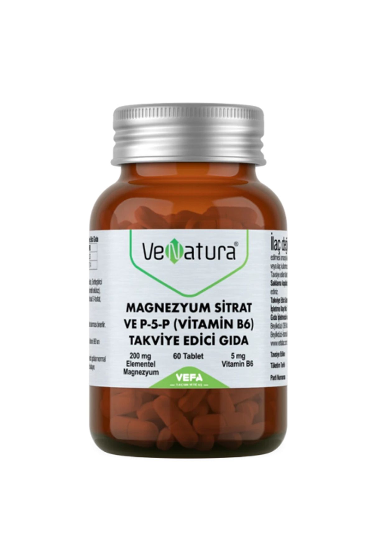 Magnezyum Sitrat P-5-p Vitamin B6 Takviye Edici Gıda 60 Tablet