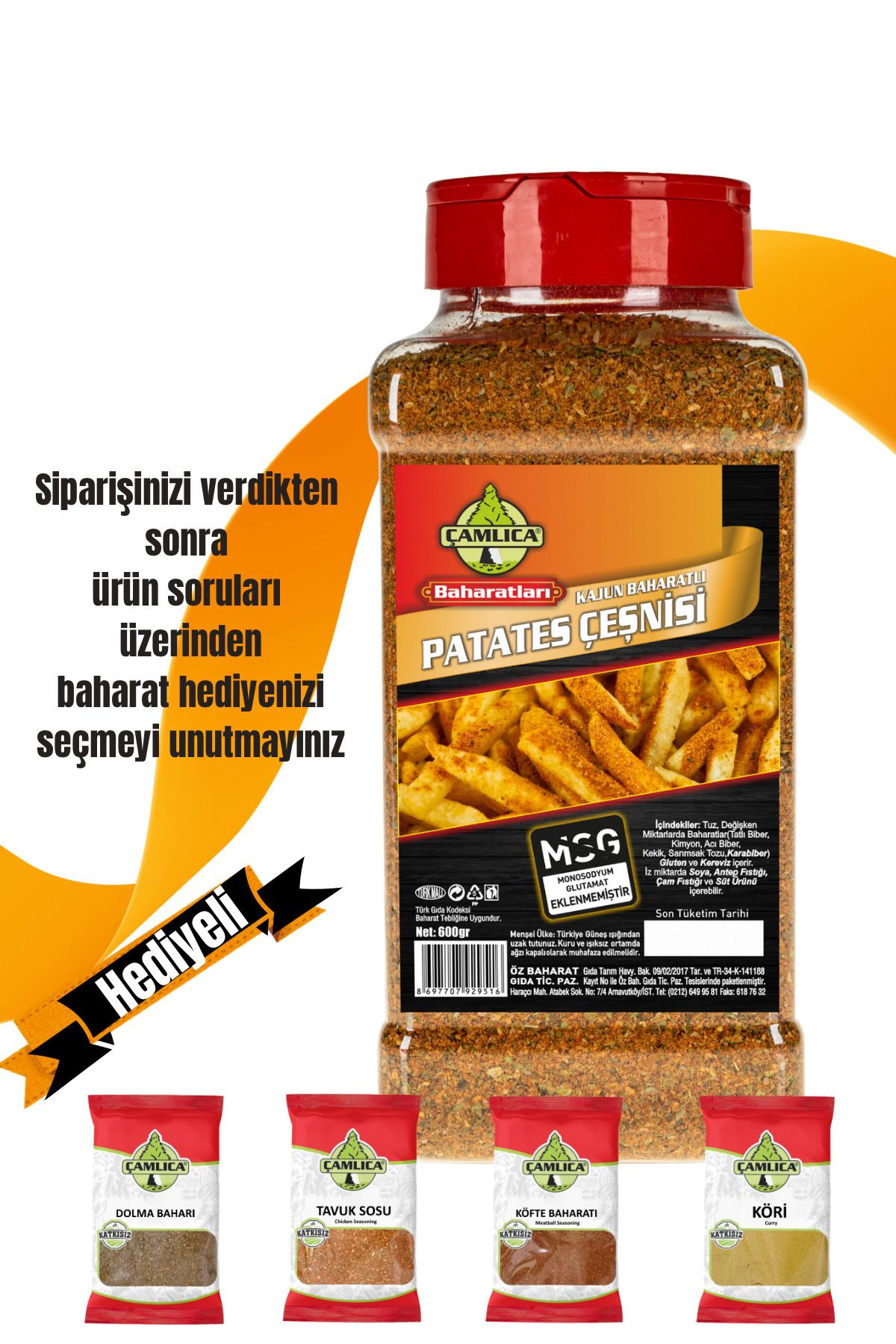 Kajun Baharatlı 600 Gr. Patates Çeşnisi Cajun Seasoning