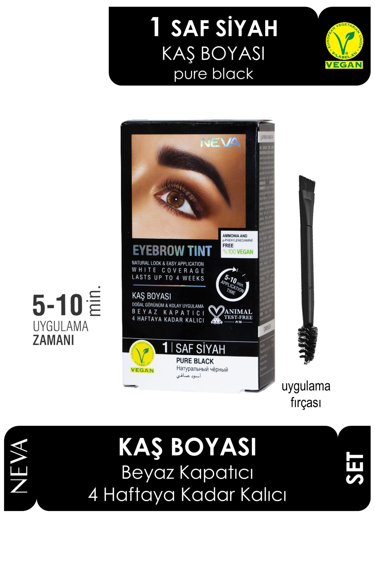 Eyebrow Tınt Kaş Boyası 15ml (vegan) 1 Saf Siyah