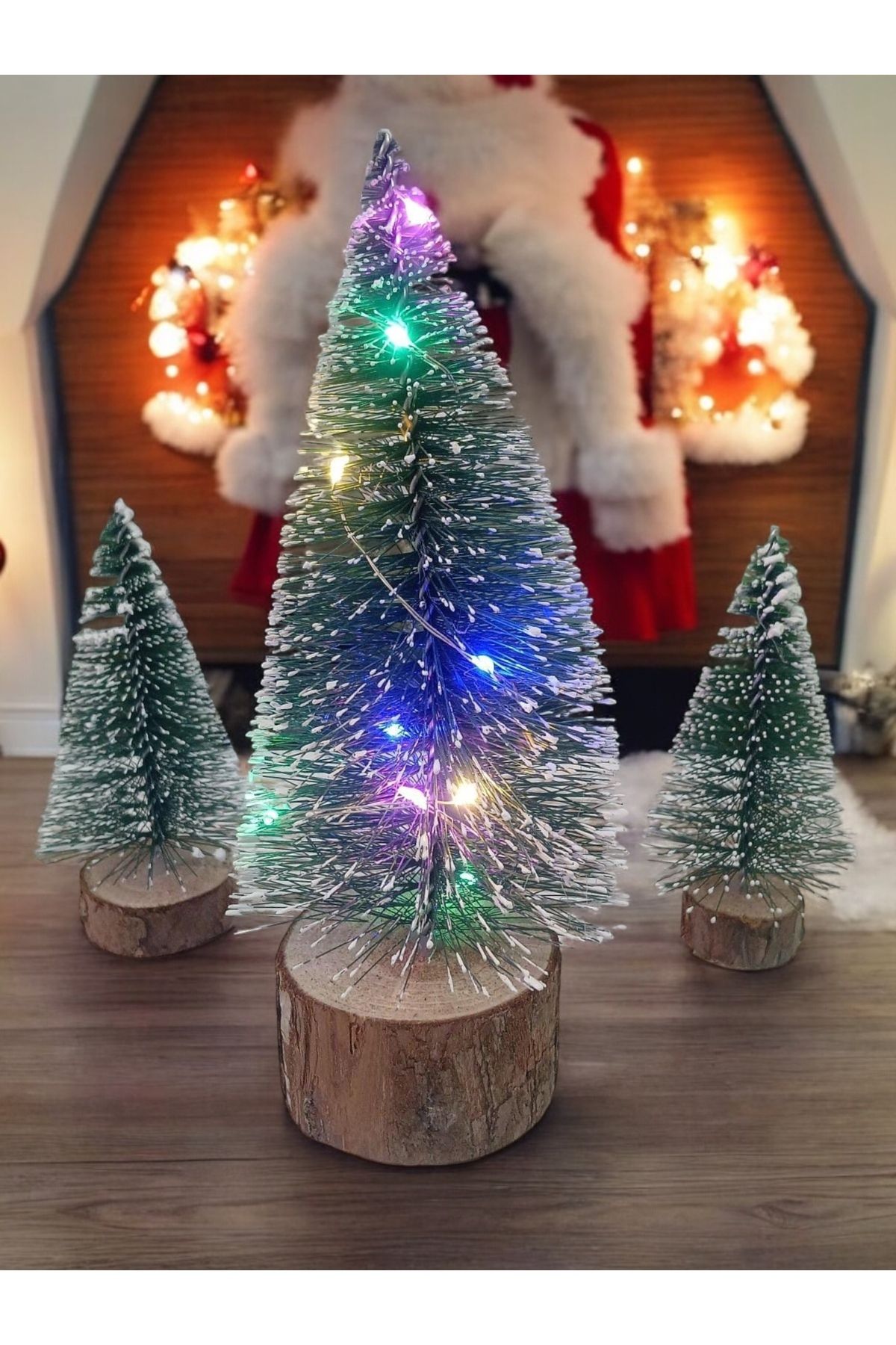 3'lü ( 1 Kendinden Işıklı 15 Cm ,2 Adet 10 Cm )mini Çam, Yılbaşı Ağacı
