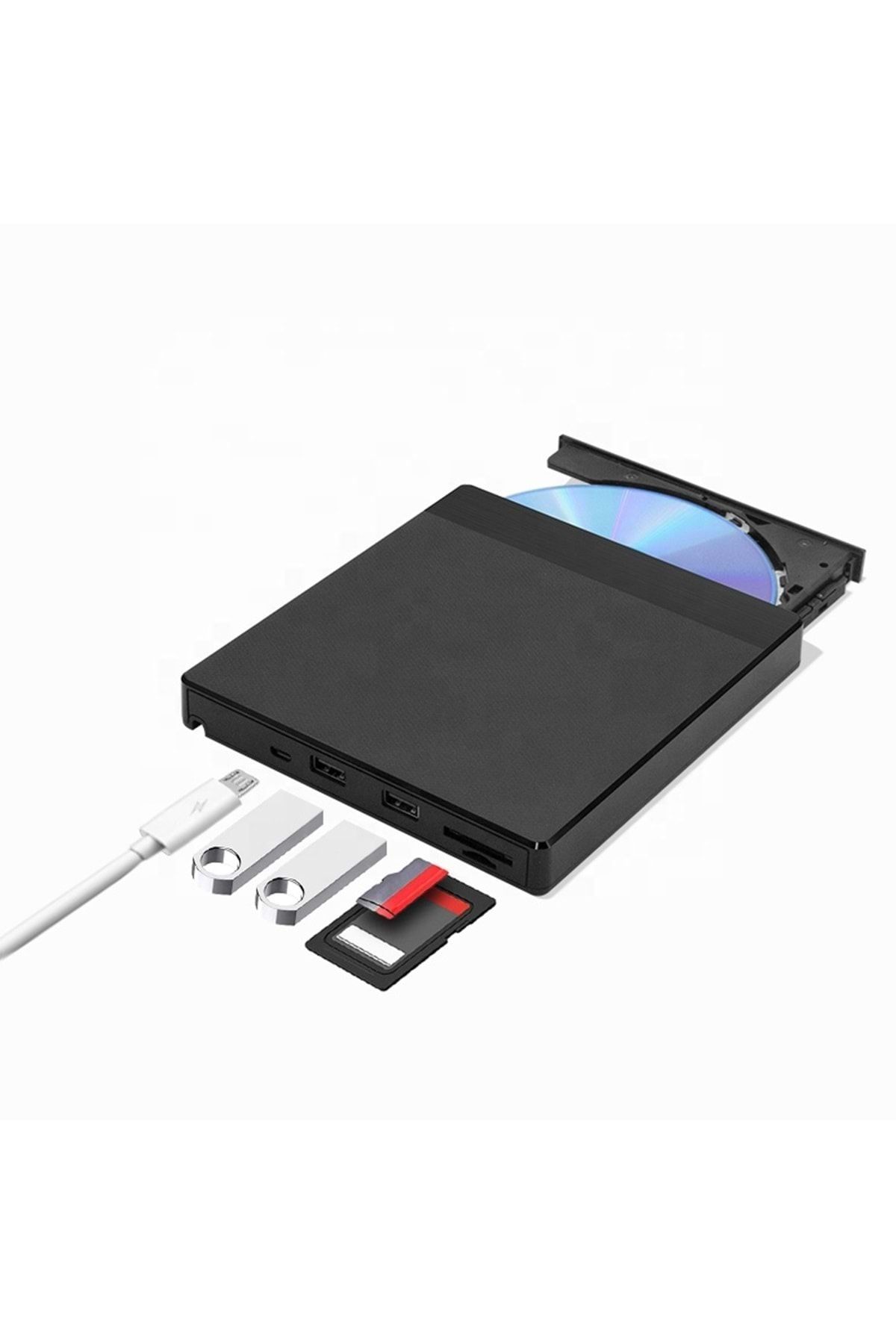 Harici Dvd-rw Usb 3.0 +sd Tf Kart Okuyucu +3.0 Usb Hub