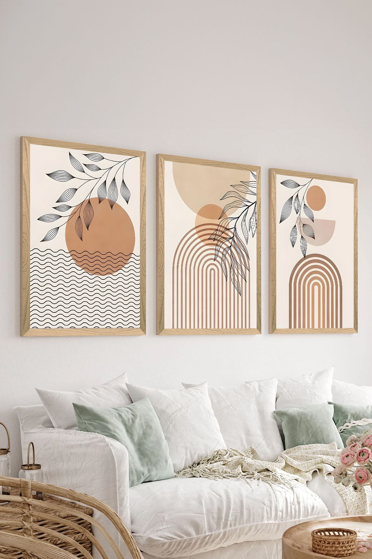 3 Parça Çerçeve Görünümlü Mdf Tablo Seti