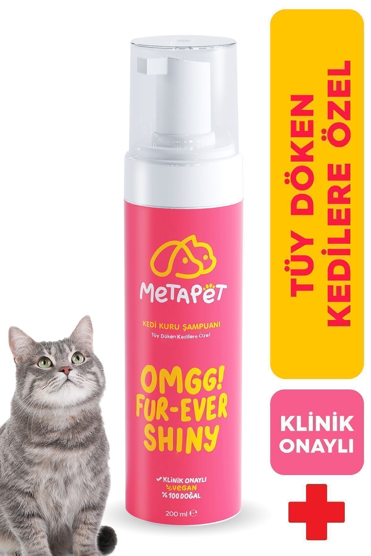 Tüy Döken Kedilere Özel Kuru Bakım Şampuanı, E Vitamini Ve Doğal Yağlar, Döküm Önleyici