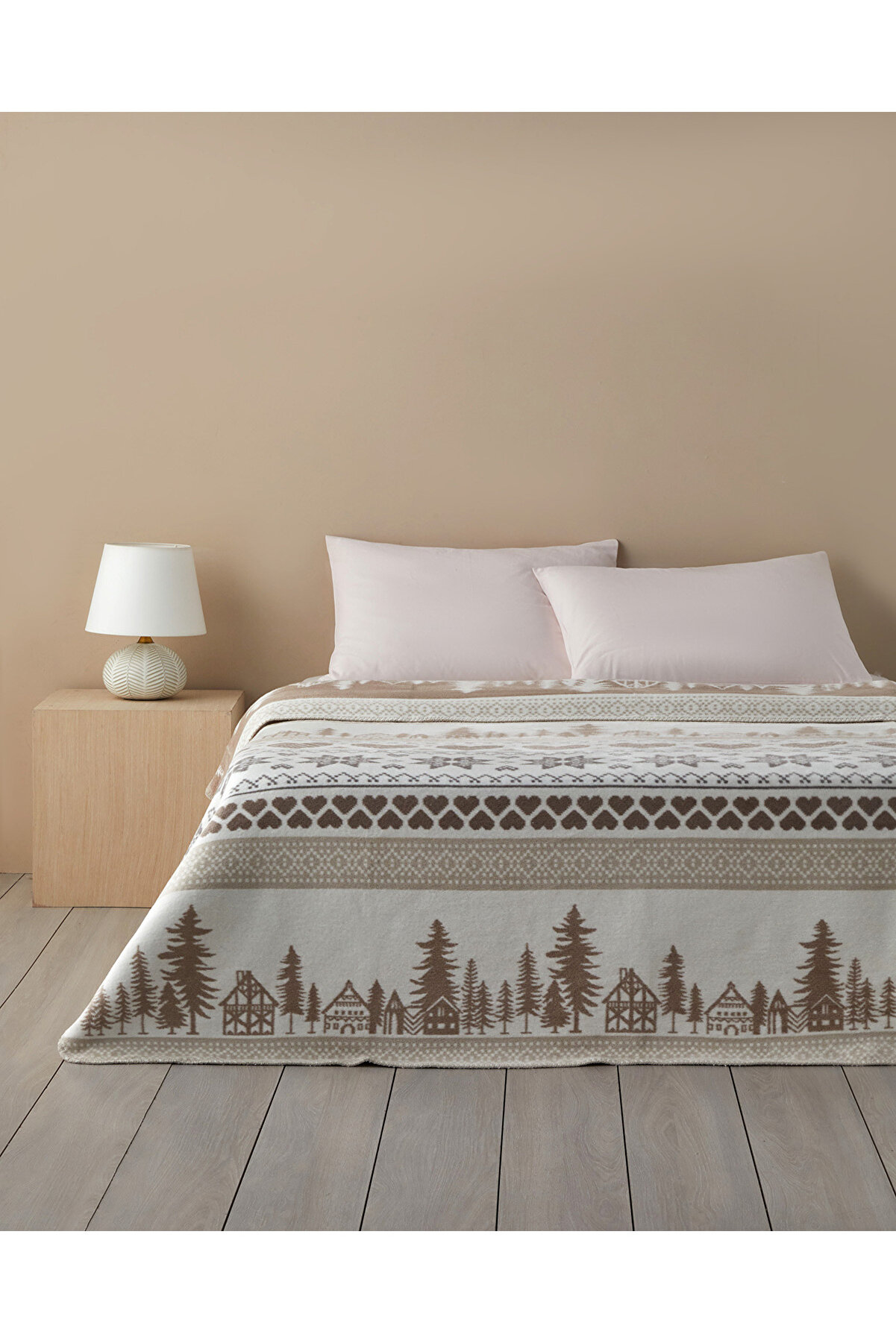 Winterfell Pamuklu King Size Battaniye 220x240 cm Bej