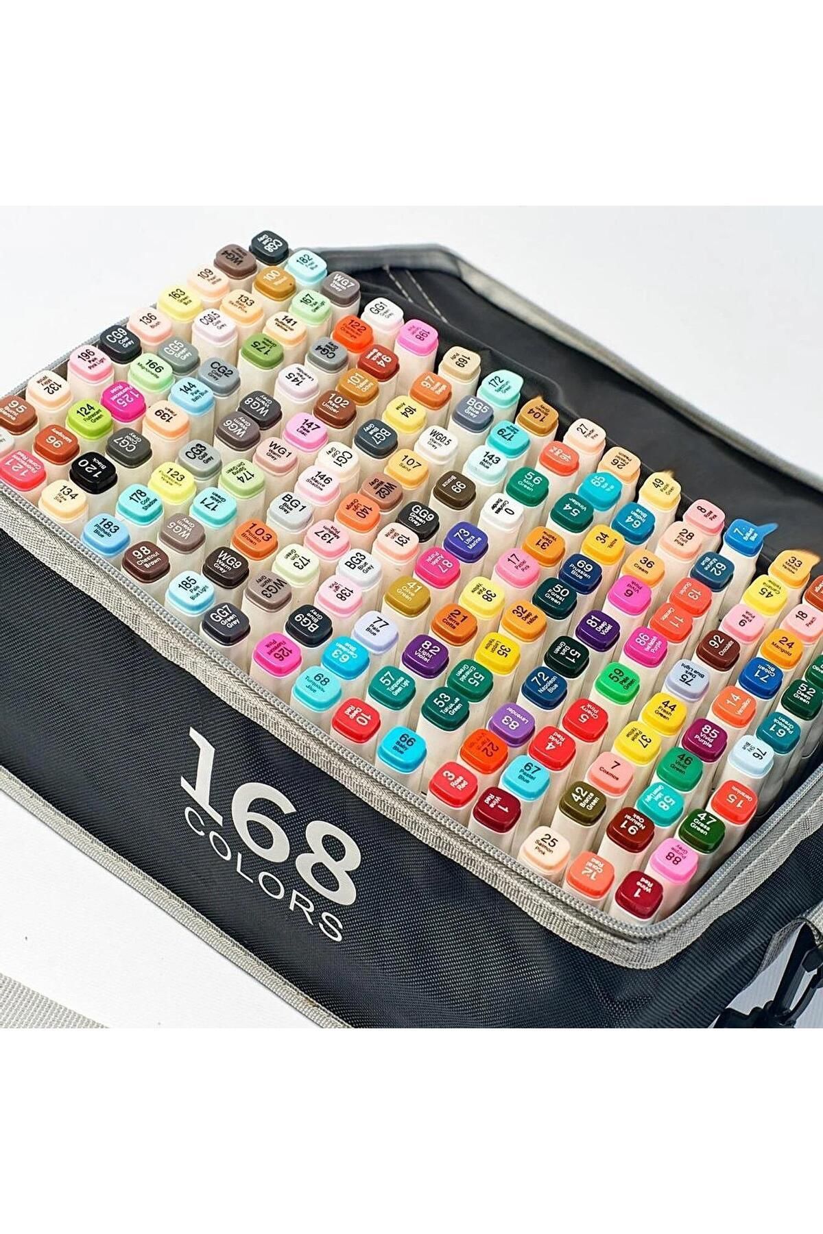 168 Adet Art Marker Çift Taraflı Marker Çantalı Ve Standlı