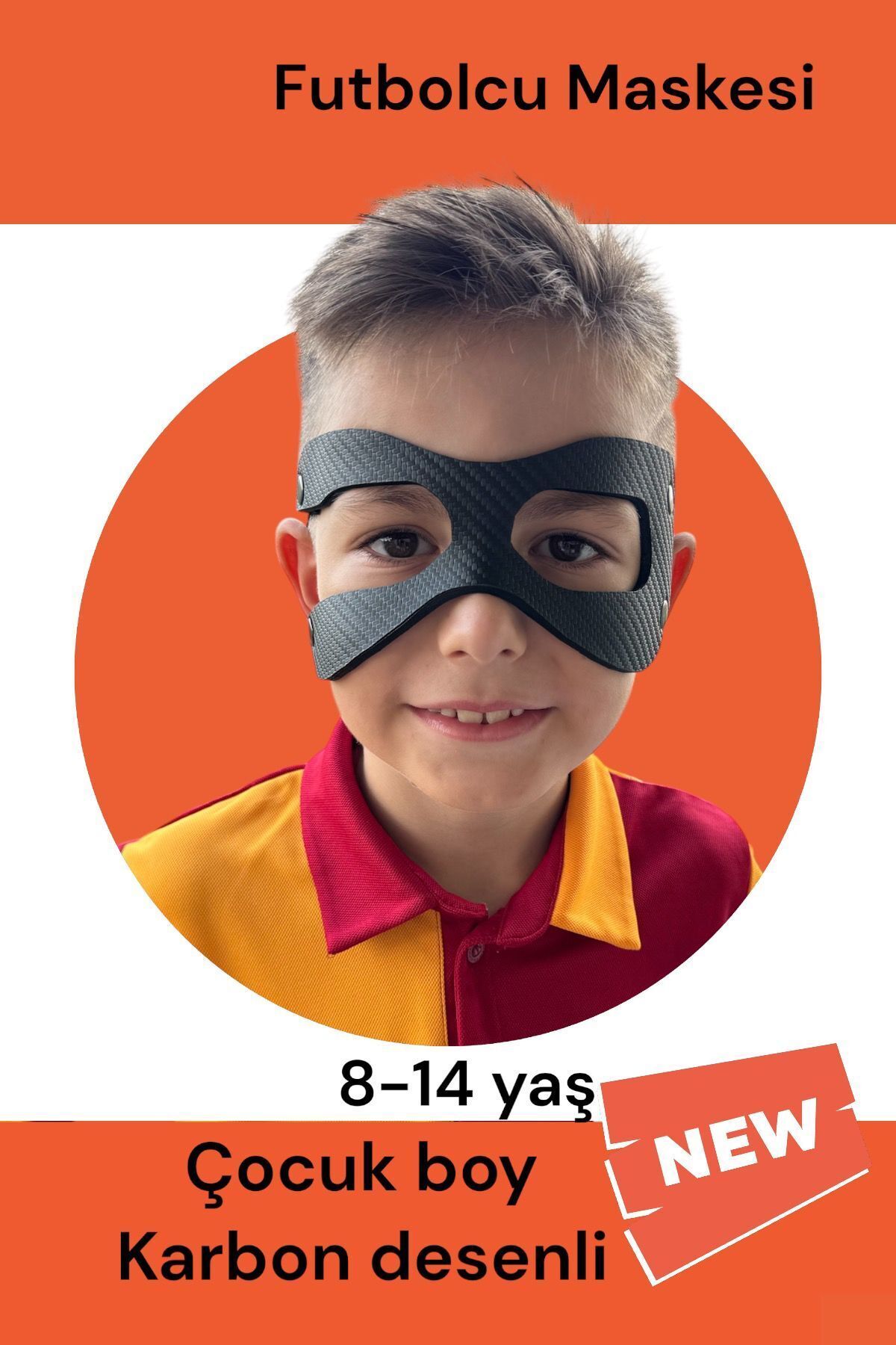 Futbolcu Maskesi Karbon Desenli Çocuk Boy Maske
