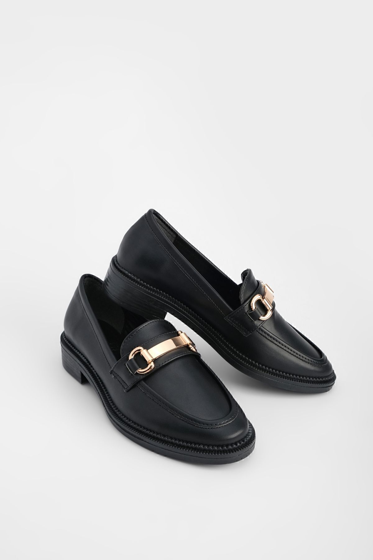 Kadın Loafer Makosen Casual Tokalı Günlük Ayakkabı Tonyas Siyah