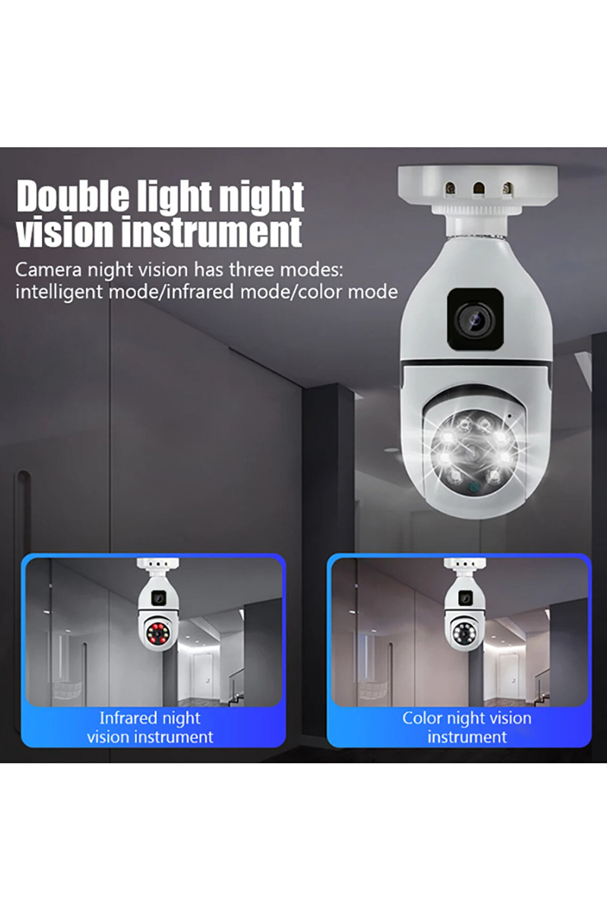 Panoramik LED Ampul Kamera Çift Wifi 360 Derece Panoramik Görüntüleme Kablosuz Ev Gözetleme Kamerası