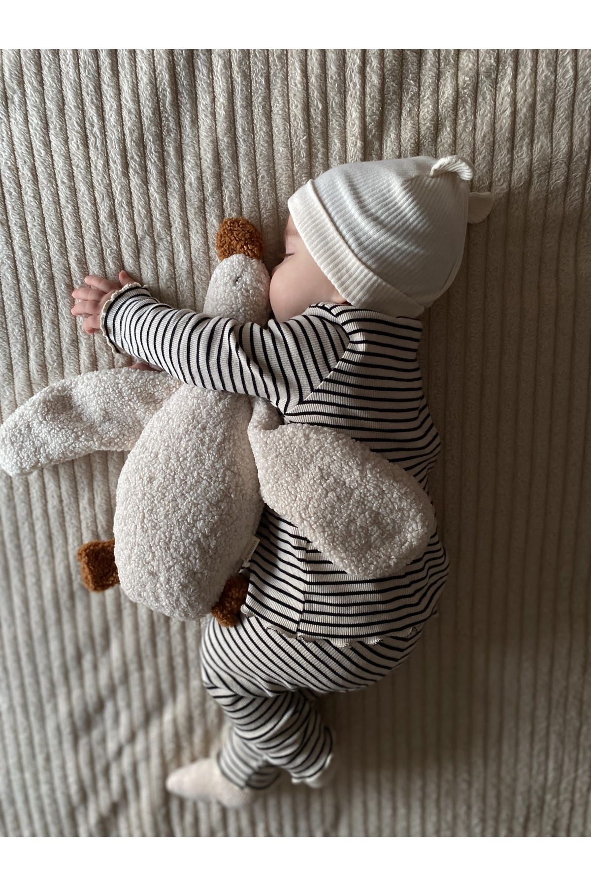 Sevimli Ördek Teddy Bebek Çocuk Uyku Arkadasi Krem/Camel