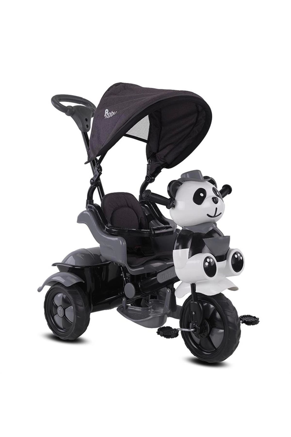 127 Panda Ebeveyn Kontrollü Üç Teker Çocuk Bisikleti Gri