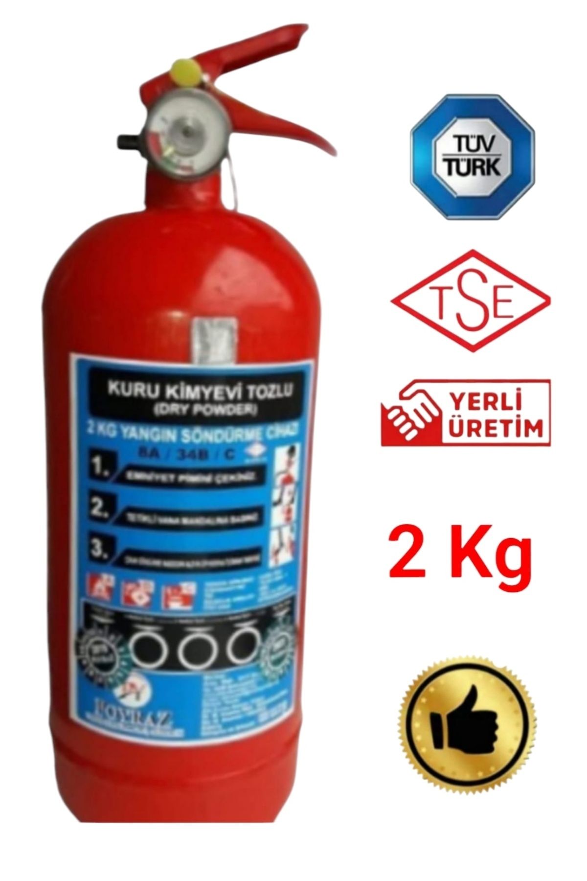 Yangın Tüpü Sondurucu Abc Tozlu 2kg 4 Yıl Garantılı 2025 Uretım 2029 Tarihli Tuv-türk Uyumlu