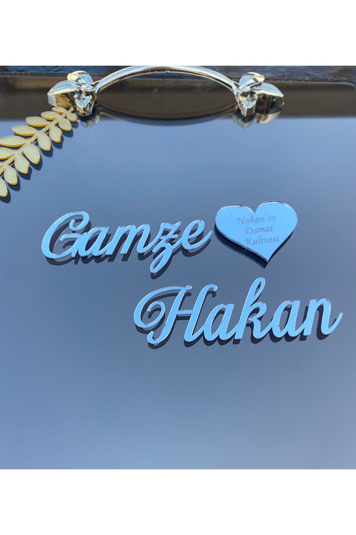 Nişan Tepsisi Pleksi Söz Isimlik El Yazısı A3 Gümüş
