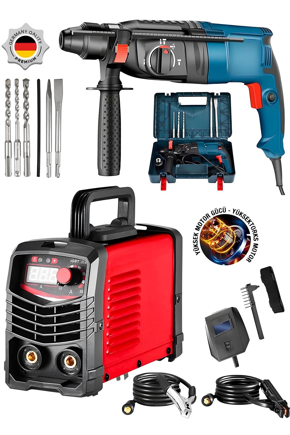 2'Li Set Metal Şanzıman Darbeli Matkap 28m Kırıcı Delici Hilti-200 Amper Hava Soğutma Kaynak Makine