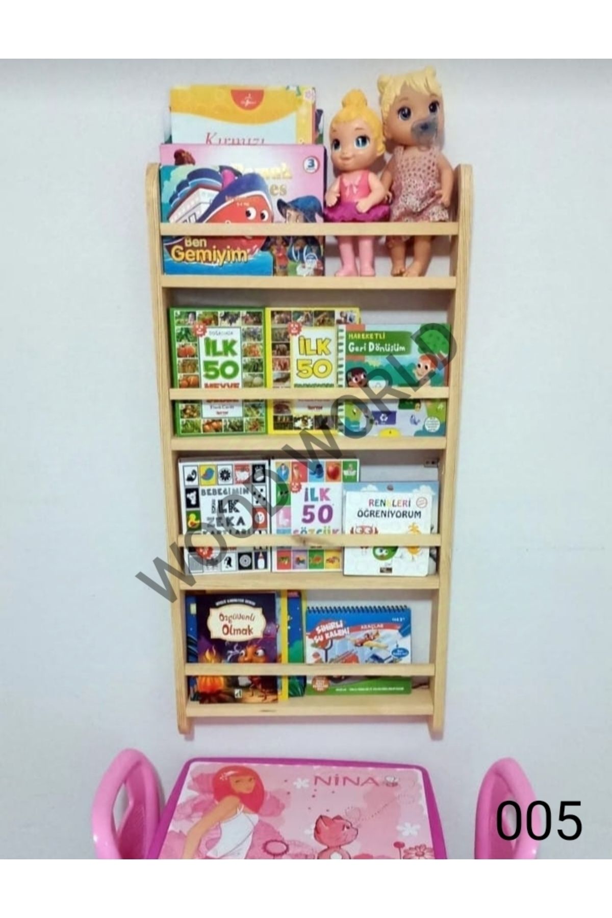 Montessori kitaplık Montessori çocuk odası kitaplığı ahşap doğal kitaplık ahşap kitaplık