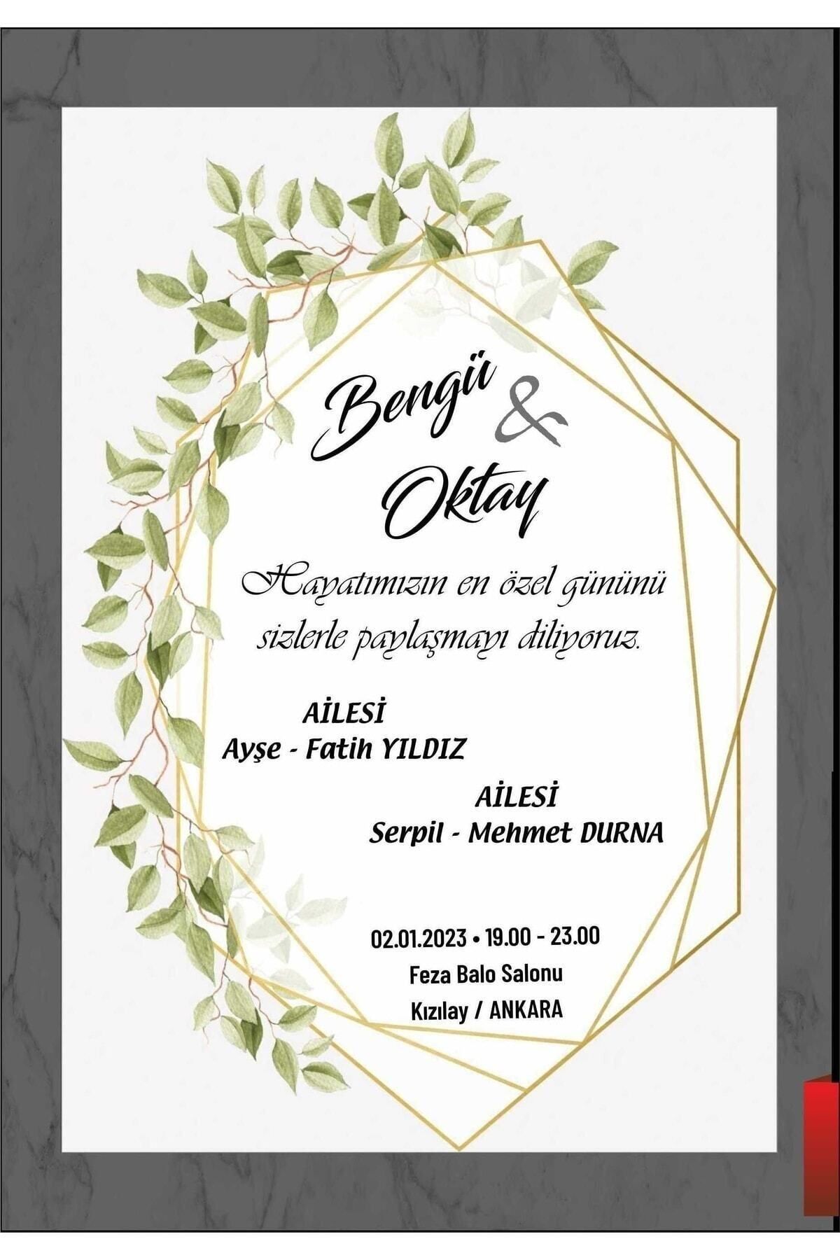 Düğün - Nişan & Kına Davetiyesi (50 Adet )