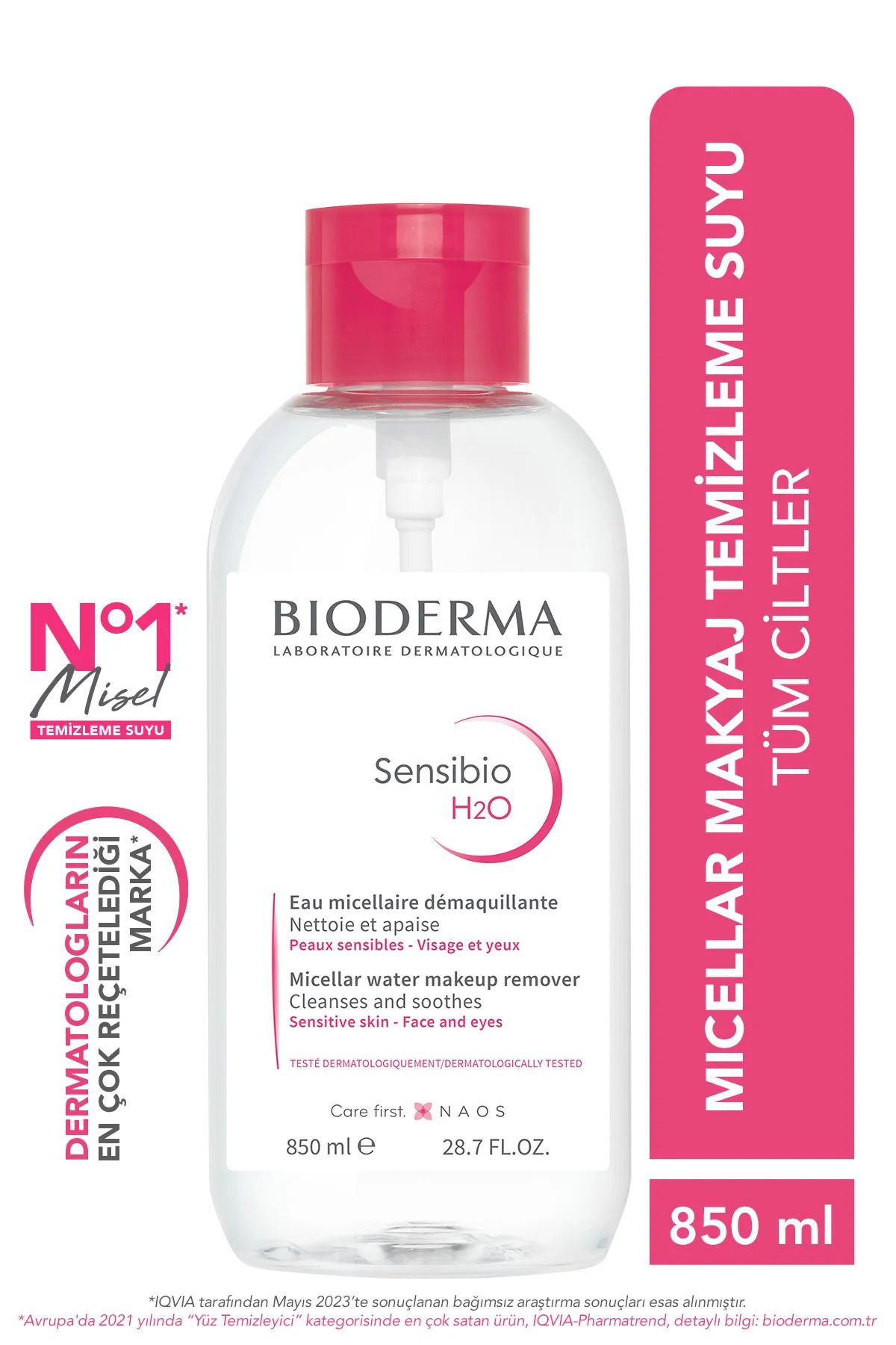 Sensibio H2O Micellar Makyaj Temizleme Suyu Büyük Boy Hassas ve Normal Ciltler 850 ml
