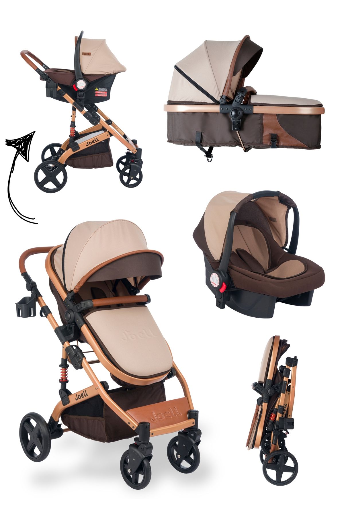 Truva 1712 Travel Sistem Bebek Arabası Kahve