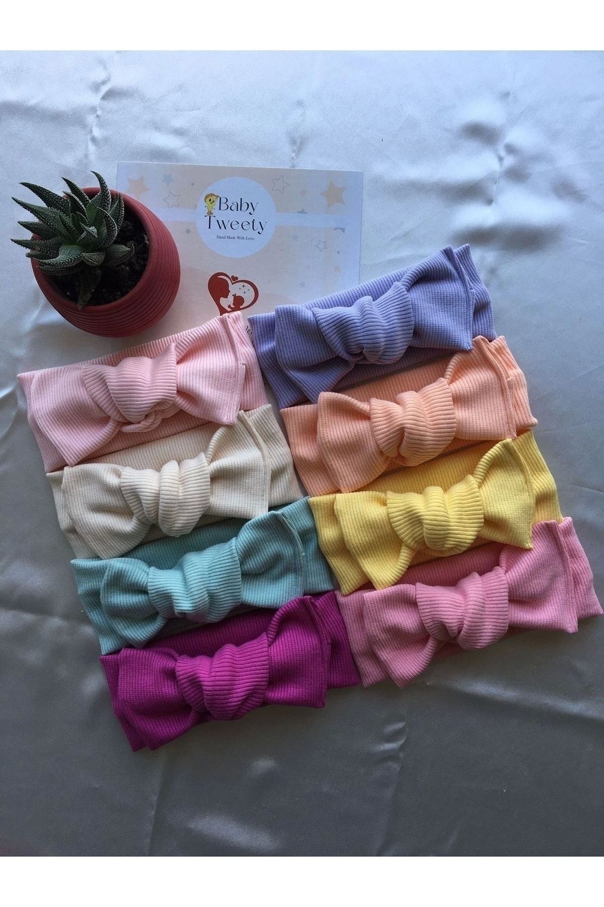 8'li El Yapımı Ribana Kız Bebek Bandana