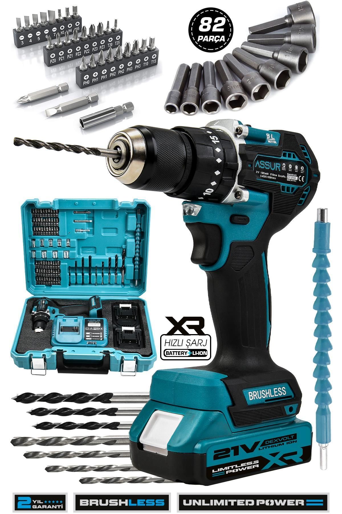 21v Kömürsüz Motor Çelik Mandren Darbeli Şarjlı Matkap Akülü Vidalama