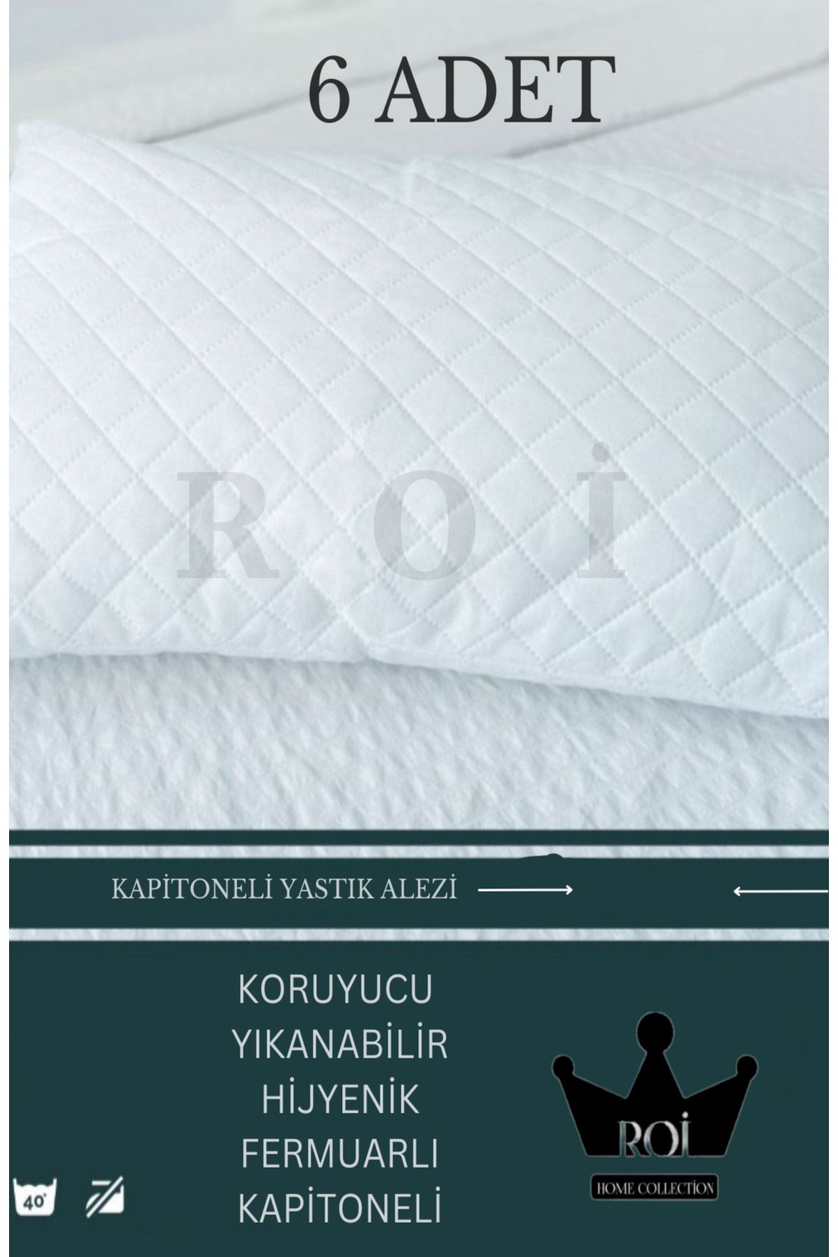6'LI TER VE KİR GEÇİRMEZ 50X70 KAPİTONELİ DESENLİ FERMUARLI YASTIK ALEZİ