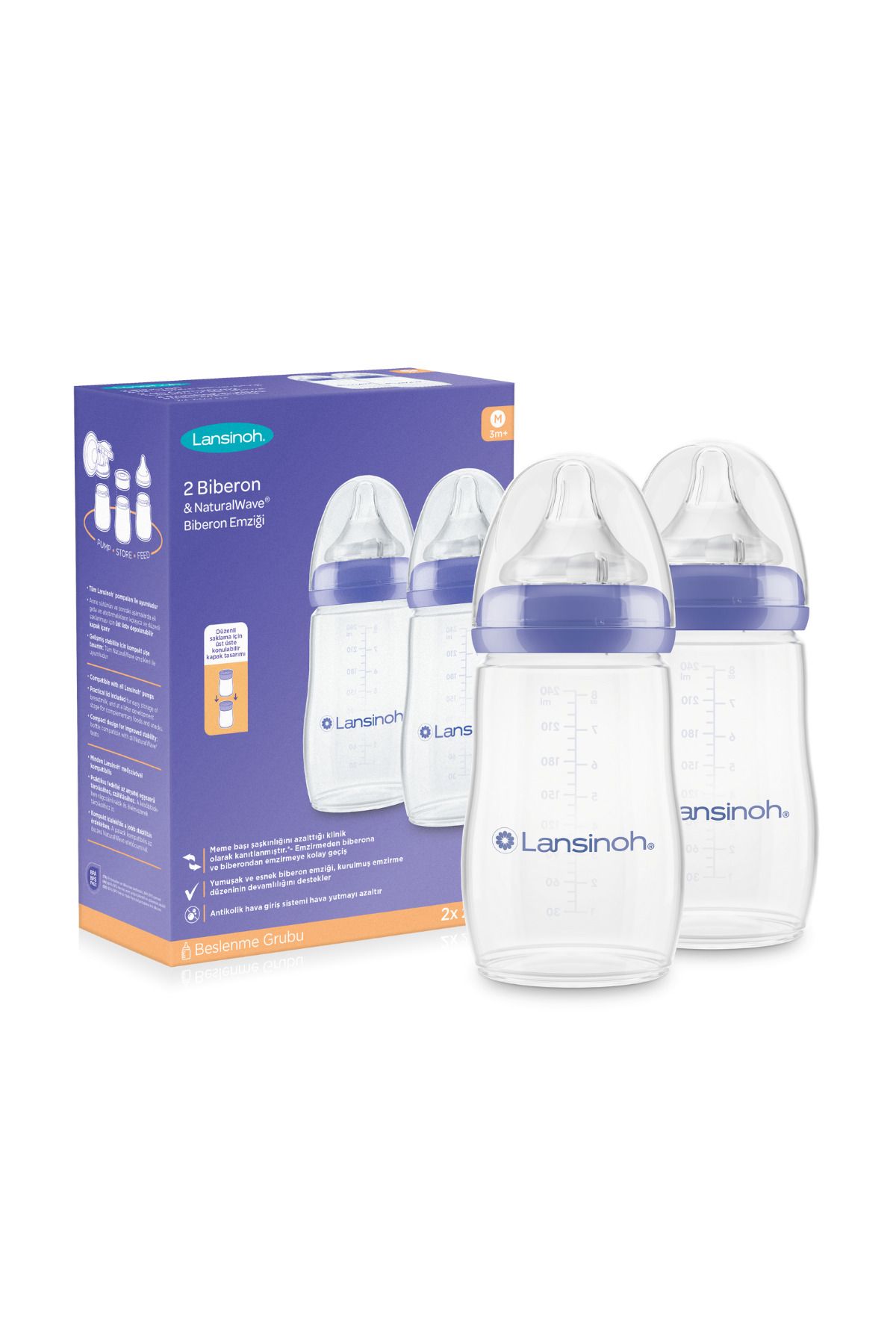 2 X 240 ml Biberon ve NaturalWave® Biberon Emziği (3 Ay+)