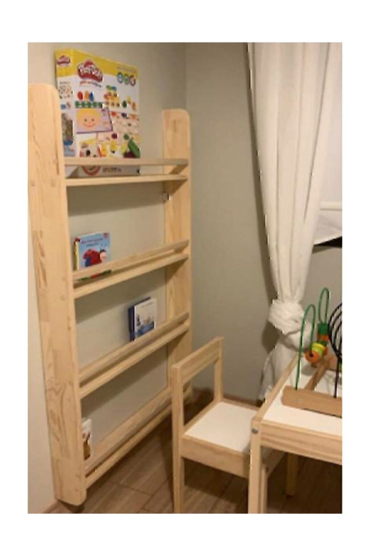 Ahşap Montessori Kitaplık Çocuk Odası Eğitici Kitaplık