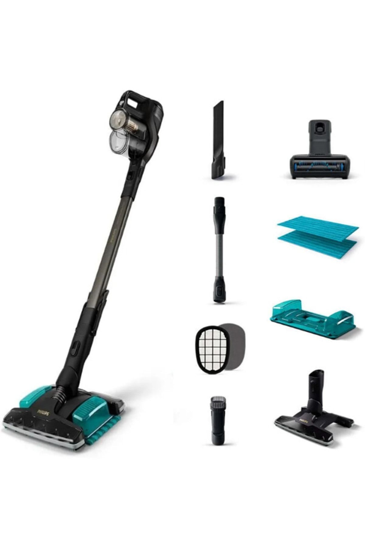 Aqua Elite Plus 25.2 V Islak Kuru Şarjlı Dikey Süpürge, Turbo Başlık, Siyah