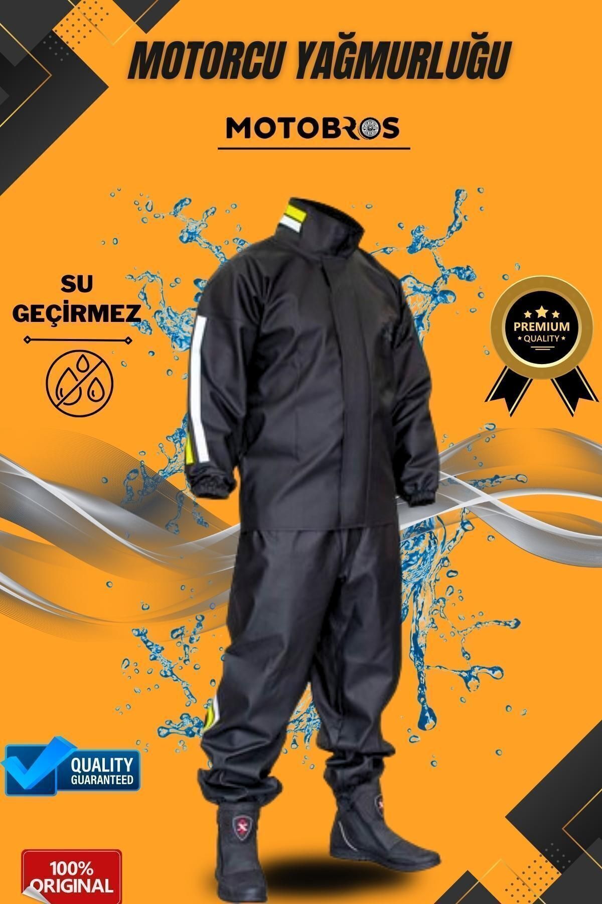 Reflektörlü Özel Kesim 0,45mm Kalın Yağmurluk Takımı (CEPLİ) Su Geçirmez Pvc Kumaş Ekstra Kalın