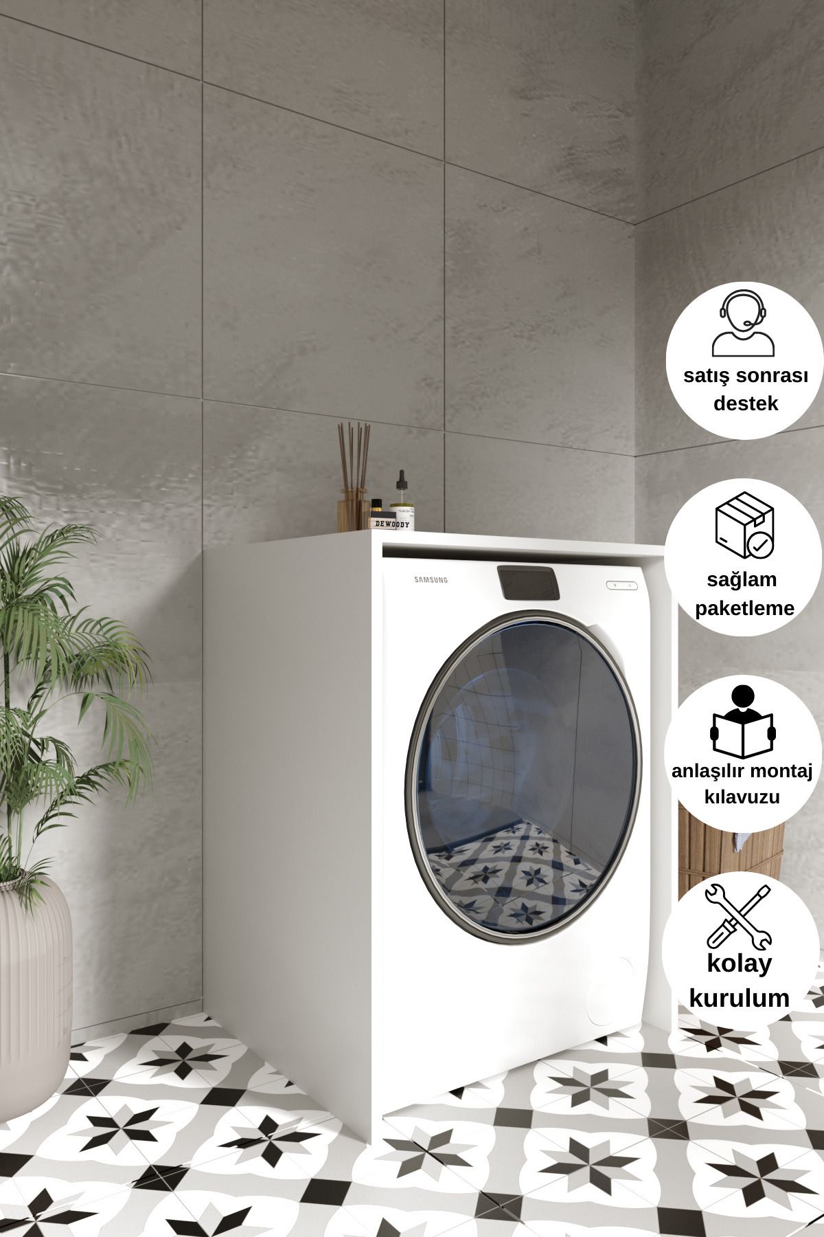 Çamaşır Makine Alt Dolabı Kurutma Makinesi Dolabı