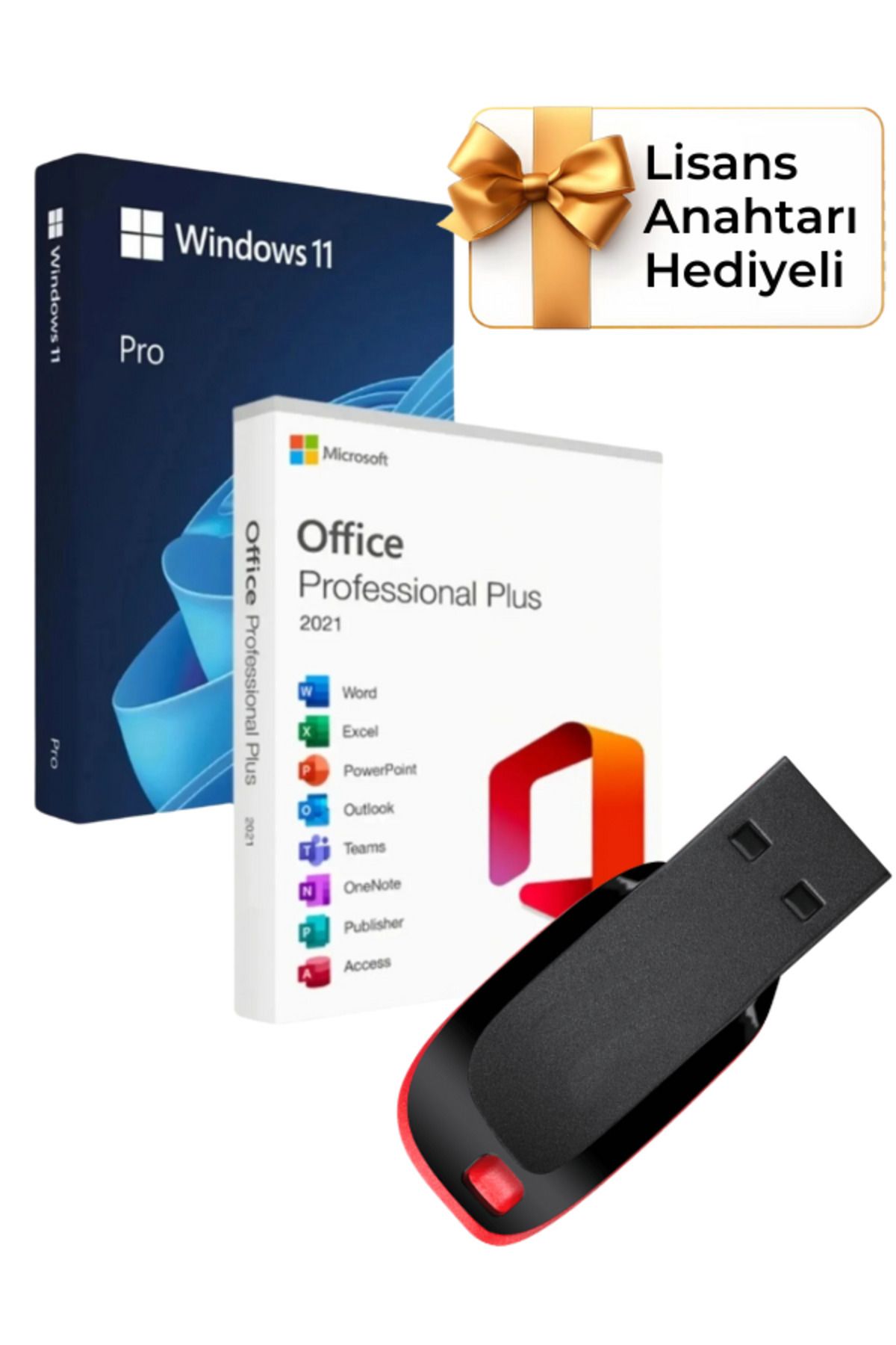 Windows 11 + Office 2021 Pro Plus Kurulum Dosyalı USB Bellek 16GB (Lisans Anahtarı Hediyeli)