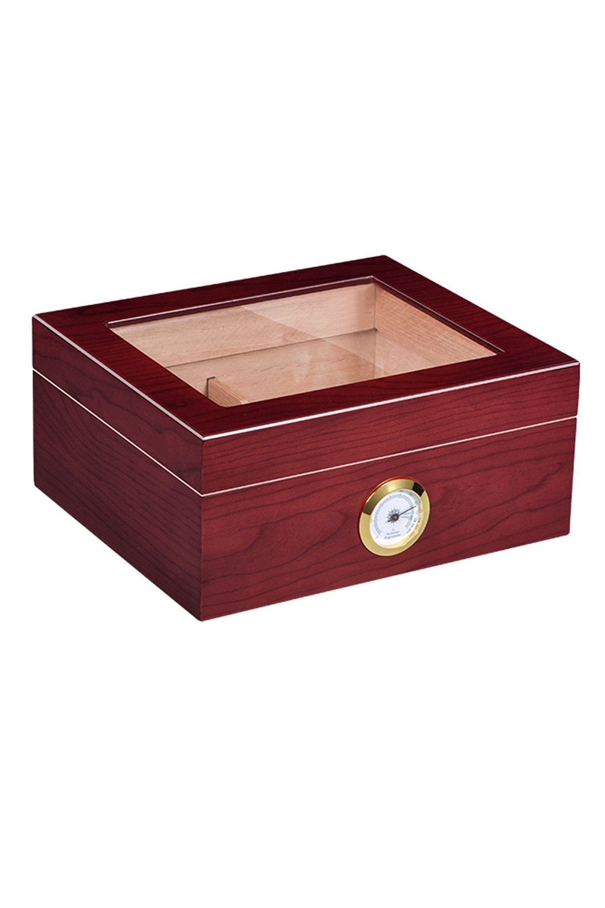 Kırmızı Camlı Humidor Puro Kutusu Rb95khv