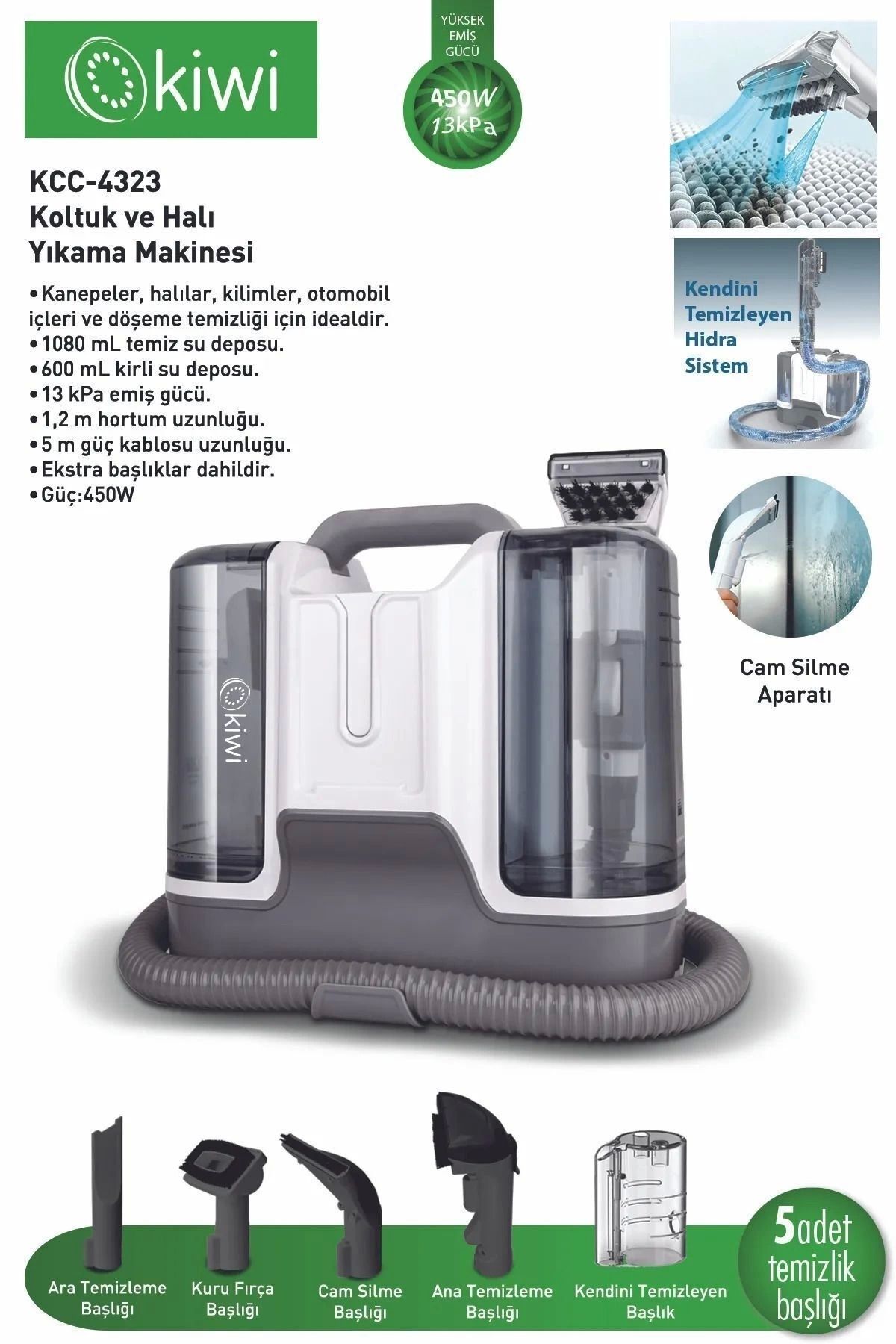 Koltuk Halı Yıkama Ve Leke Çıkartma Makinesi Beyaz Kcc-4323