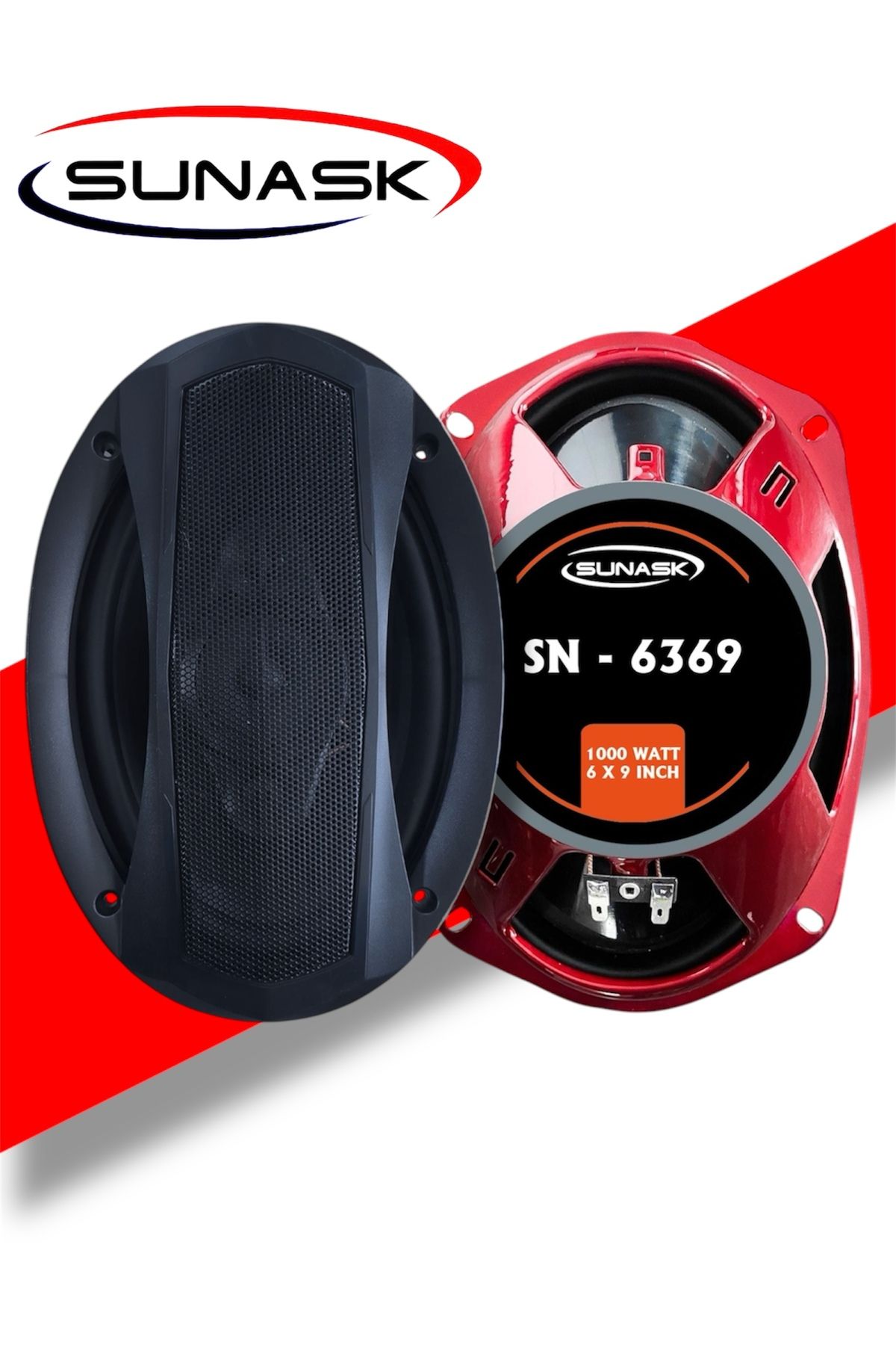 Sn-6369 1000 Watt Tweeter’li Uyumlu Oto Oval Hoparlör Modeli 2 Adet Kapaklı