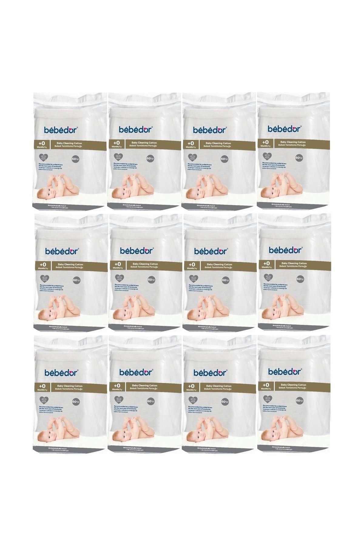 Bebek Temizleme Pamuğu 60'lı 12 Paket