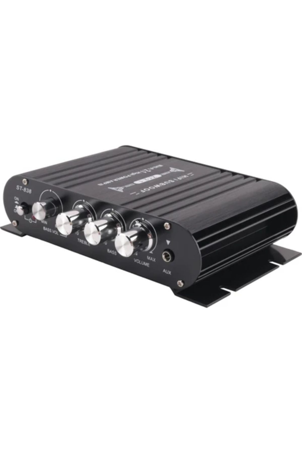 1 Kanal Araba Mp3 Mini Amp Aux Girişi Yüksek ve Düşük Bas Ayarı Süper Bas 20WX2 + 40W Amplifikatör