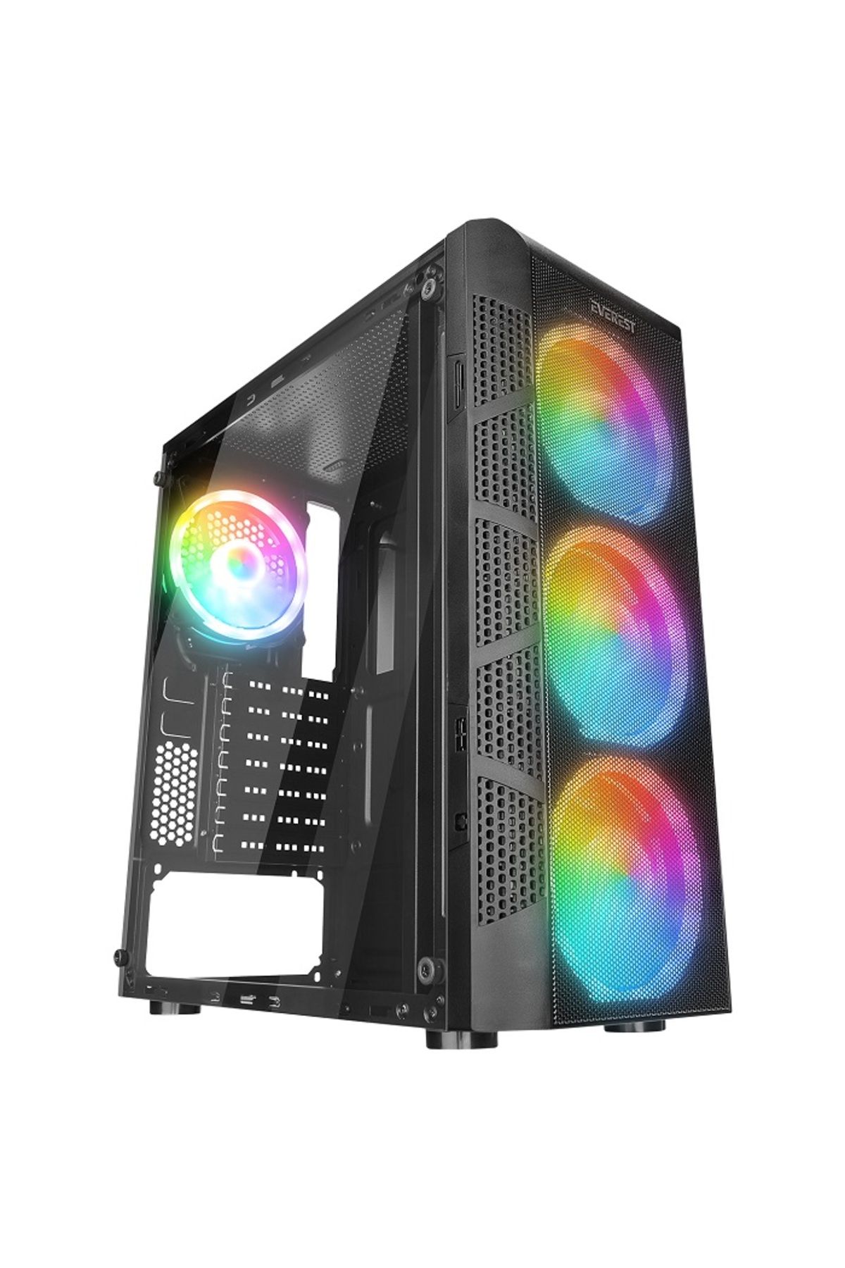 Crest V1 Mesh Temperli Camlı 4x12cm Auto Rgb Fan Atx Mid-t Gaming Oyuncu Kasası