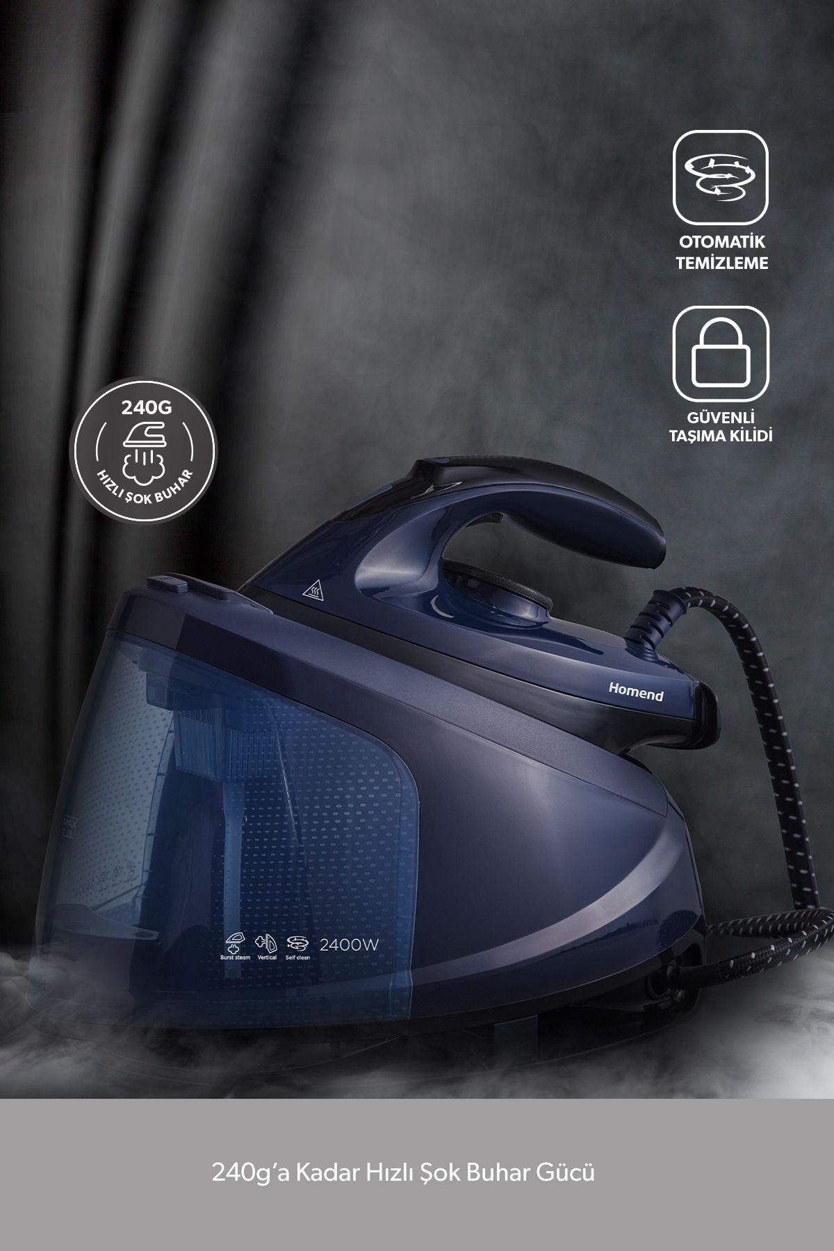 Steamwork Buhar Kazanlı Ütü Lacivert 2400 W