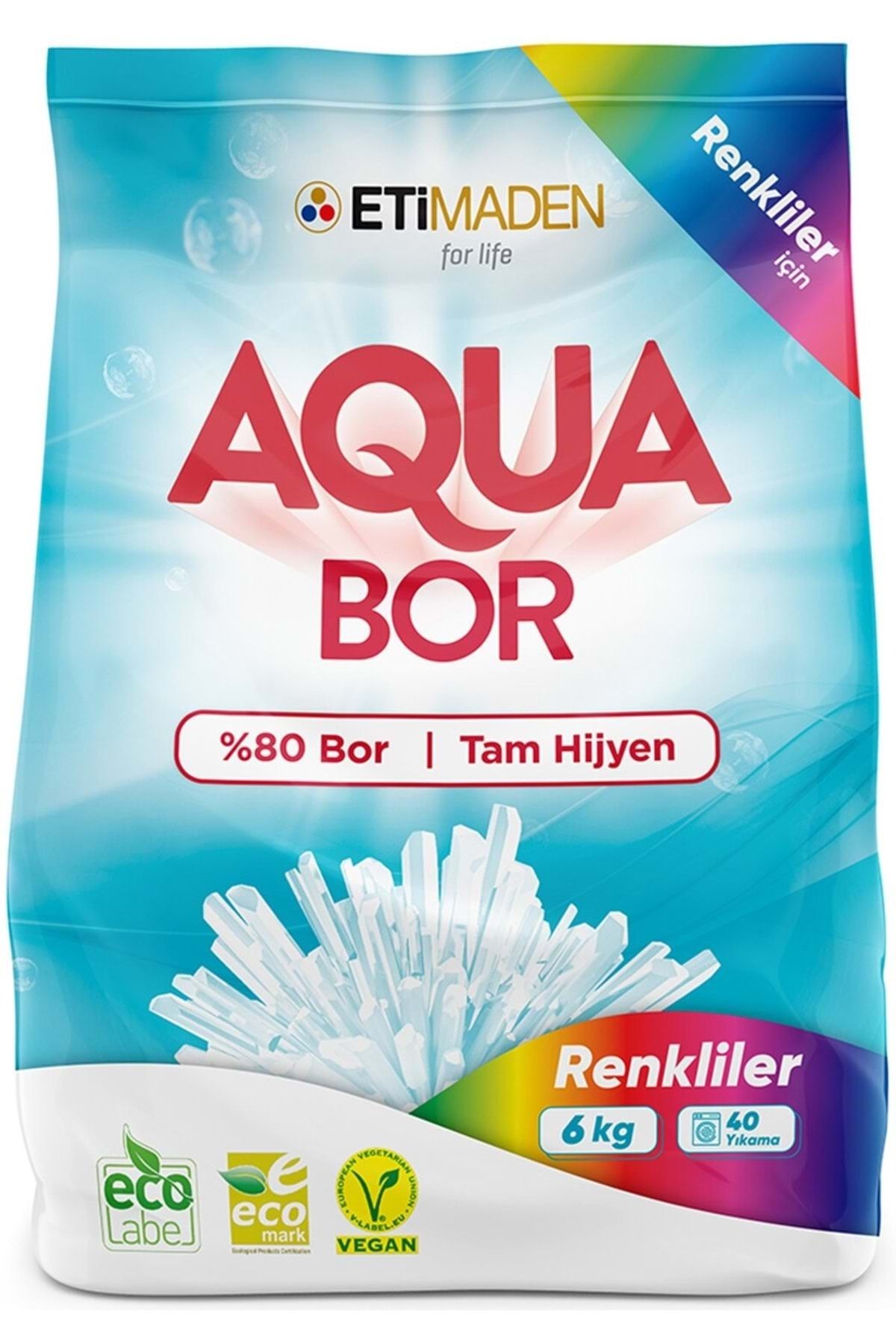 Boron Aquabor Matik Toz Çamaşır Deterjanı 6kg (RENKLİLER IÇİN) 40 Yıkama
