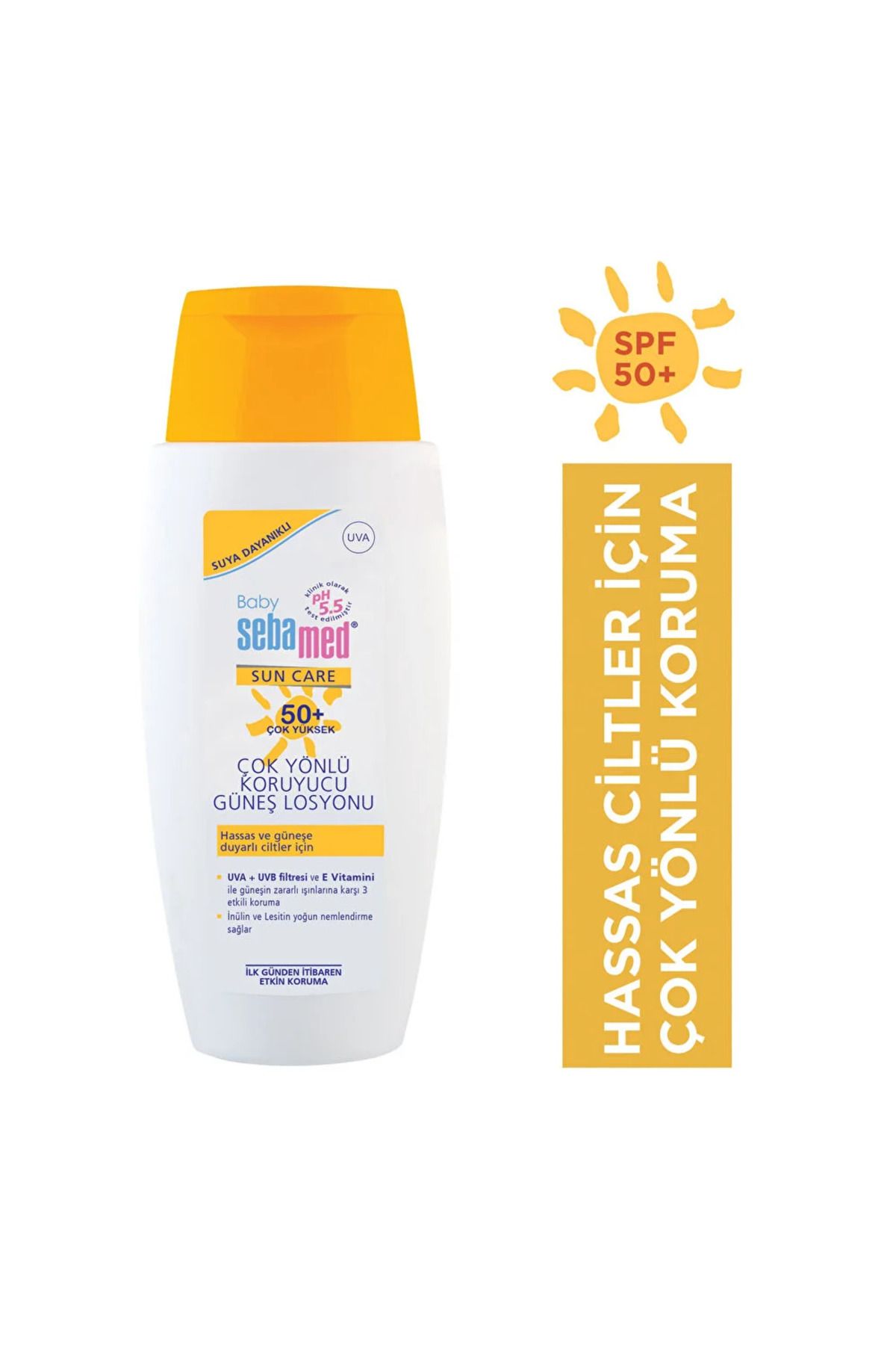 Baby UVA - UVB Filtresi ve E Vitamini Etkili Çok Yönlü Koruyucu Çocuk Güneş Losyonu 50 SPF 150 ml
