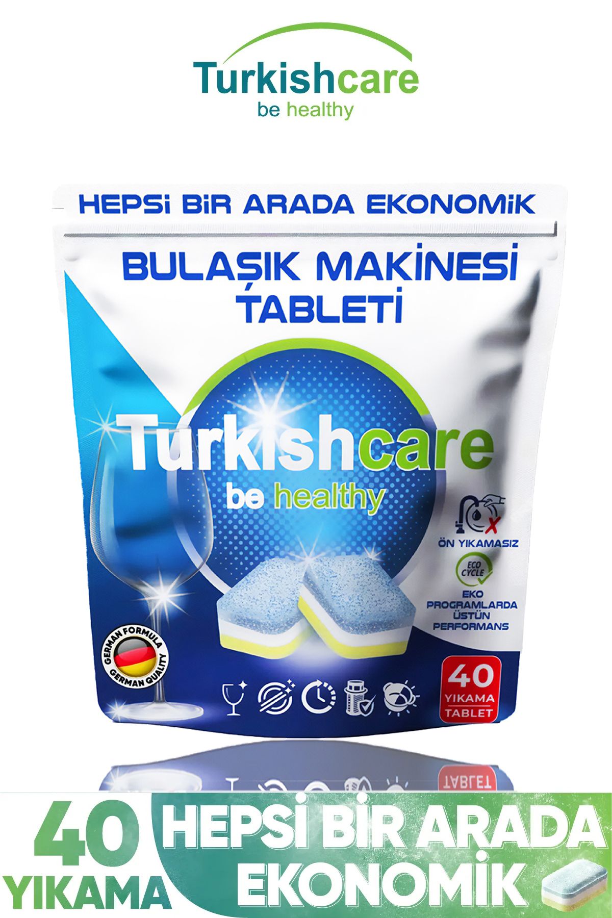 Hepsi Bir Arada Ekonomik 40 Yıkama Bulaşık Deterjanı Premium Tablet