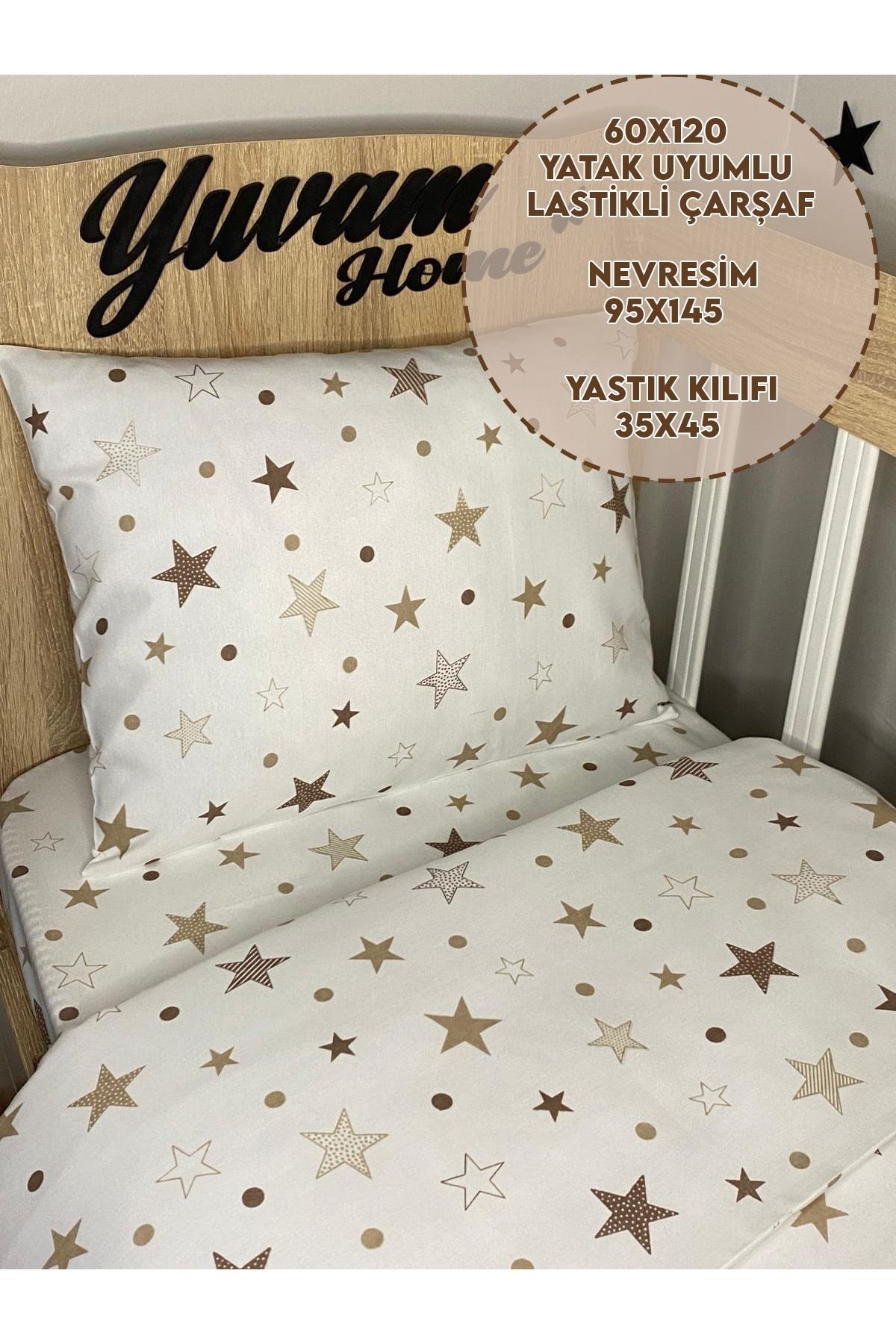 Bebek Nevresim Takımı (60X120 LASTİKLİ ÇARŞAF, 95X145 NEVRESİM,35X45 YASTIK KILIFI)