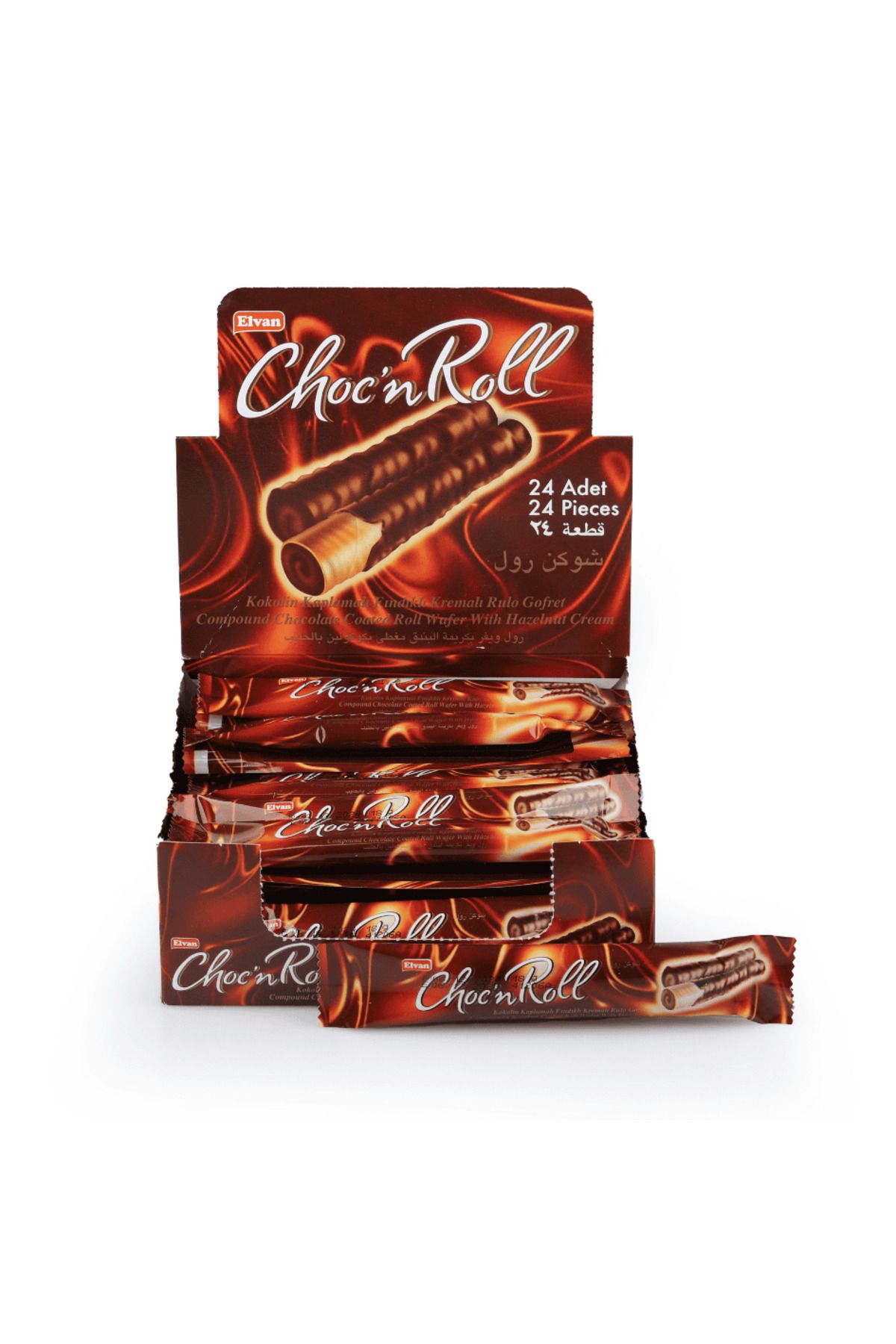 Choc N Roll Kakao Kaplamalı Fındık Kremalı Roll Gofret 16 Gr. 24 Adet (1 KUTU)