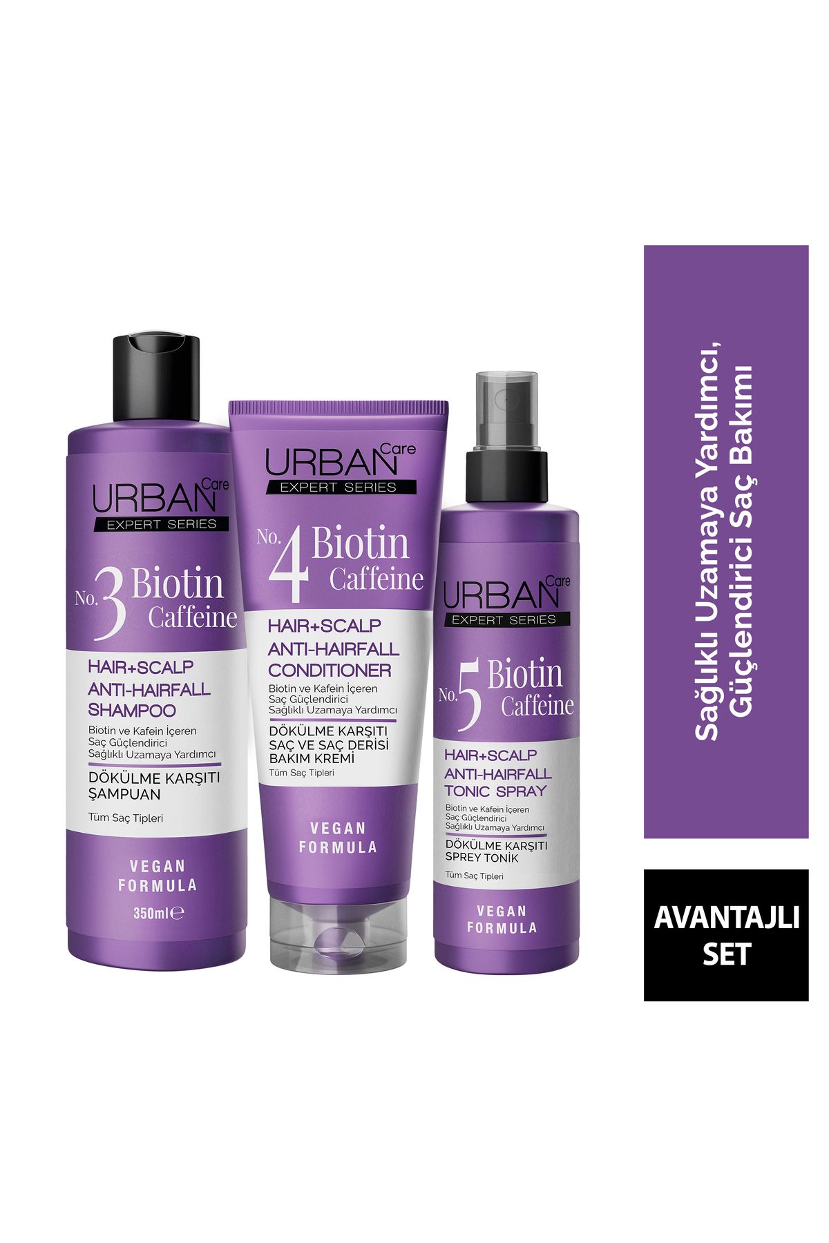 Expert Biotin ve Kafein Dökülme Karşıtı Tonik&Şampuan&Krem Set-vegan